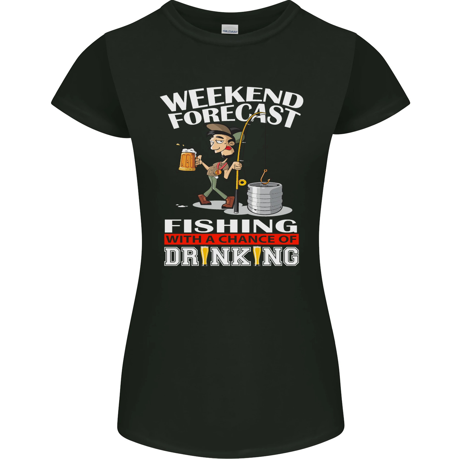 Fishing Weekend Forecast Funny Fisherman Womens Petite Cut T-Shirt