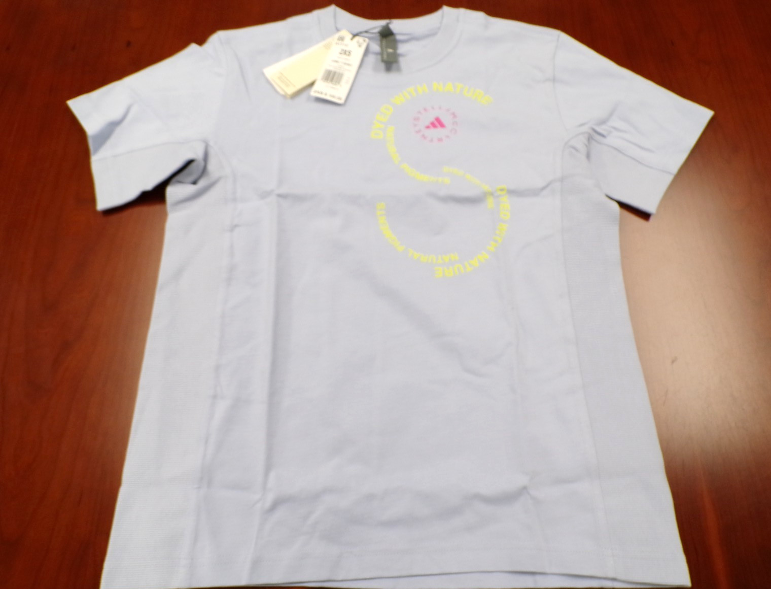 NWT WOMEN’S ADIDAS STELLA McCARTNEY LIGHT BLUE T-SHIRT SIZE 2XS $100.00