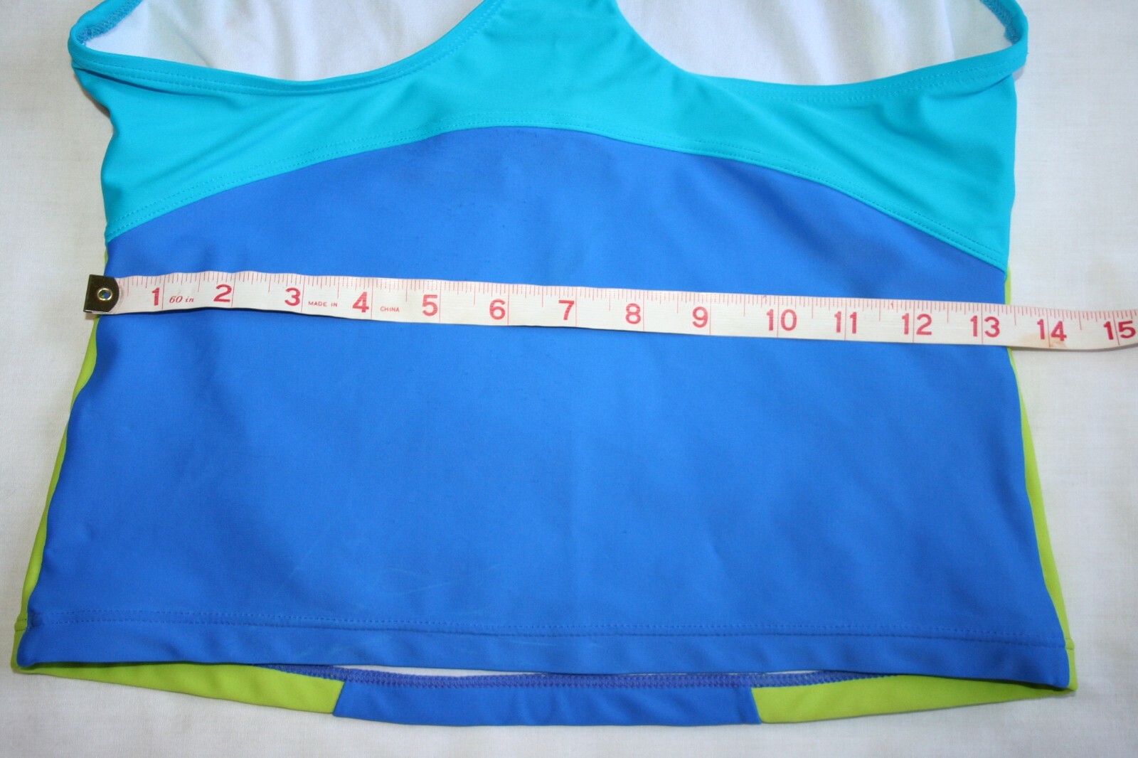 Speedo Athletic Tank Top 16 Stretch Workout Swim blue green aqua color block