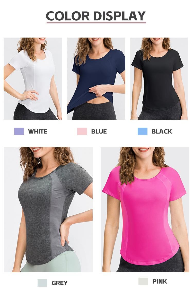 Women Yoga Top Breathable Quick Dry Short Sleeve Gym Fitness Running T Shirt