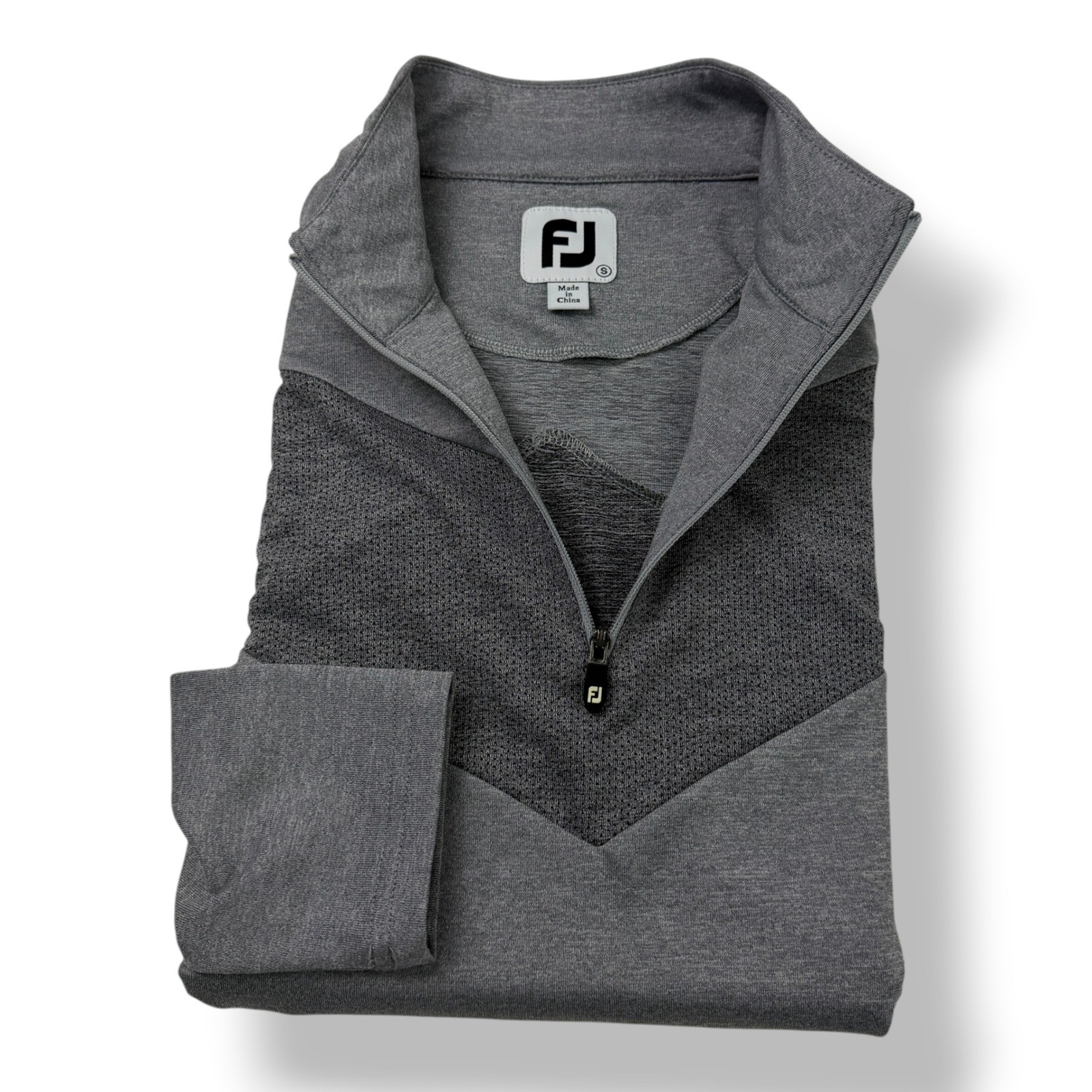 FootJoy Womens Gray Chevron Quarter Zip Golf Pullover Sweater Small Mock Neck