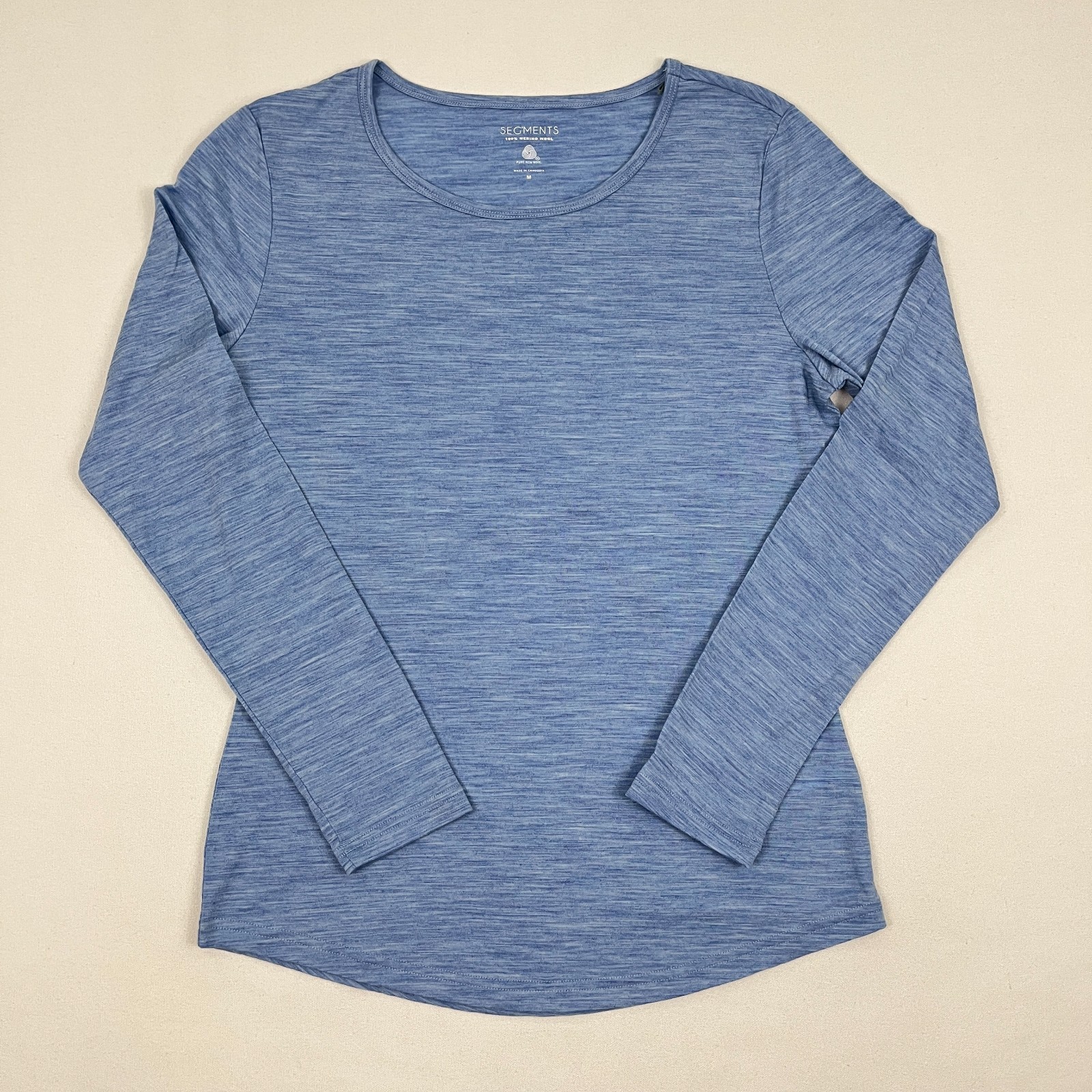 Seg’ments Shirt Womens M Blue 100% Merino Pure Wool Base Layer Hiking Outdoors