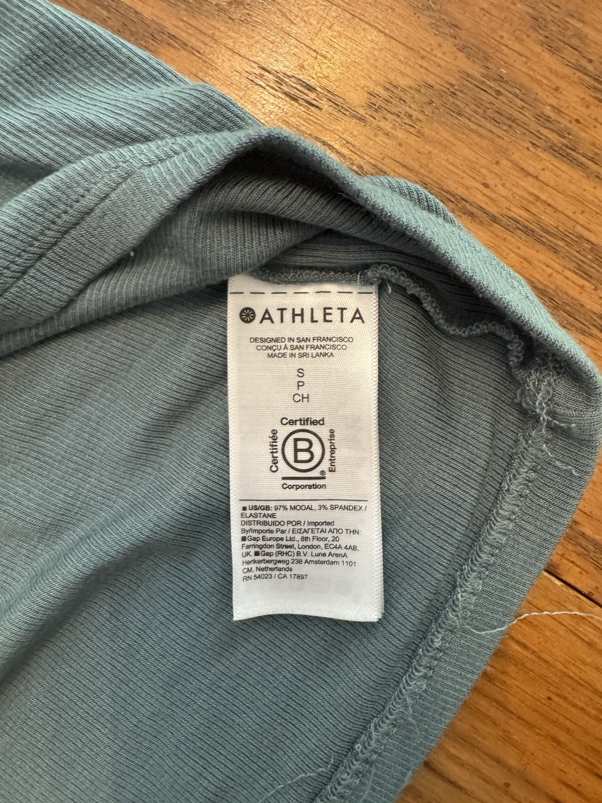 Athleta With Ease Dusty Blue Short Sleeve Ribbed Crew Neck Small