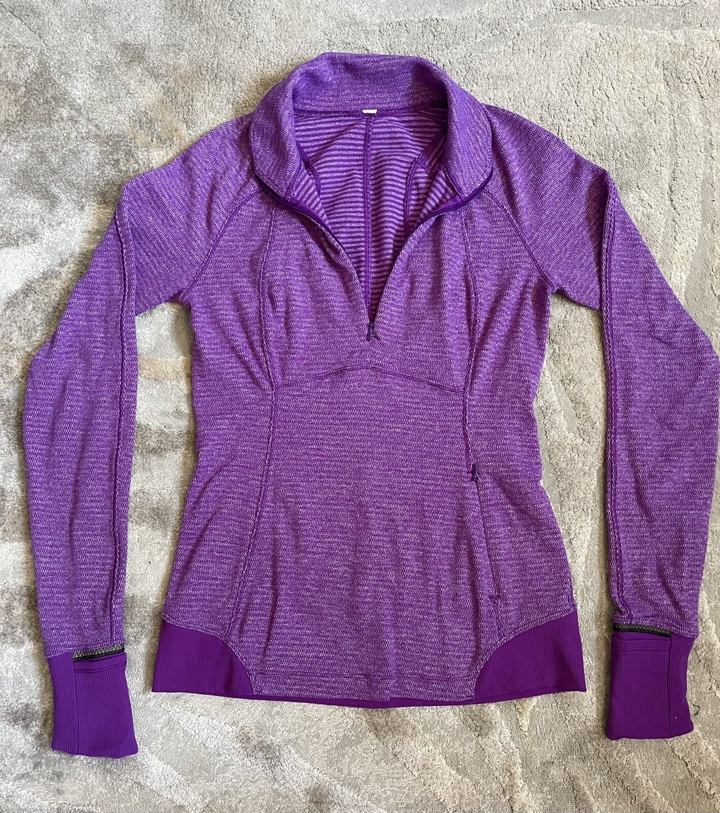 Lululemon Runderful Half Zip Pullover Size 4 Tender Violet Mini Check Pique