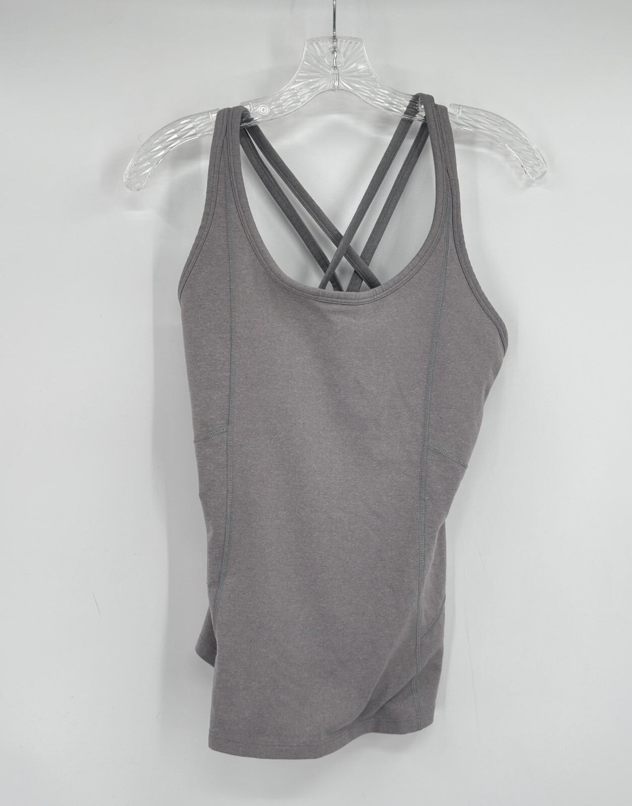 Athleta Gray Nylon Poly Blend X Back Athletic Tank Top Sz M