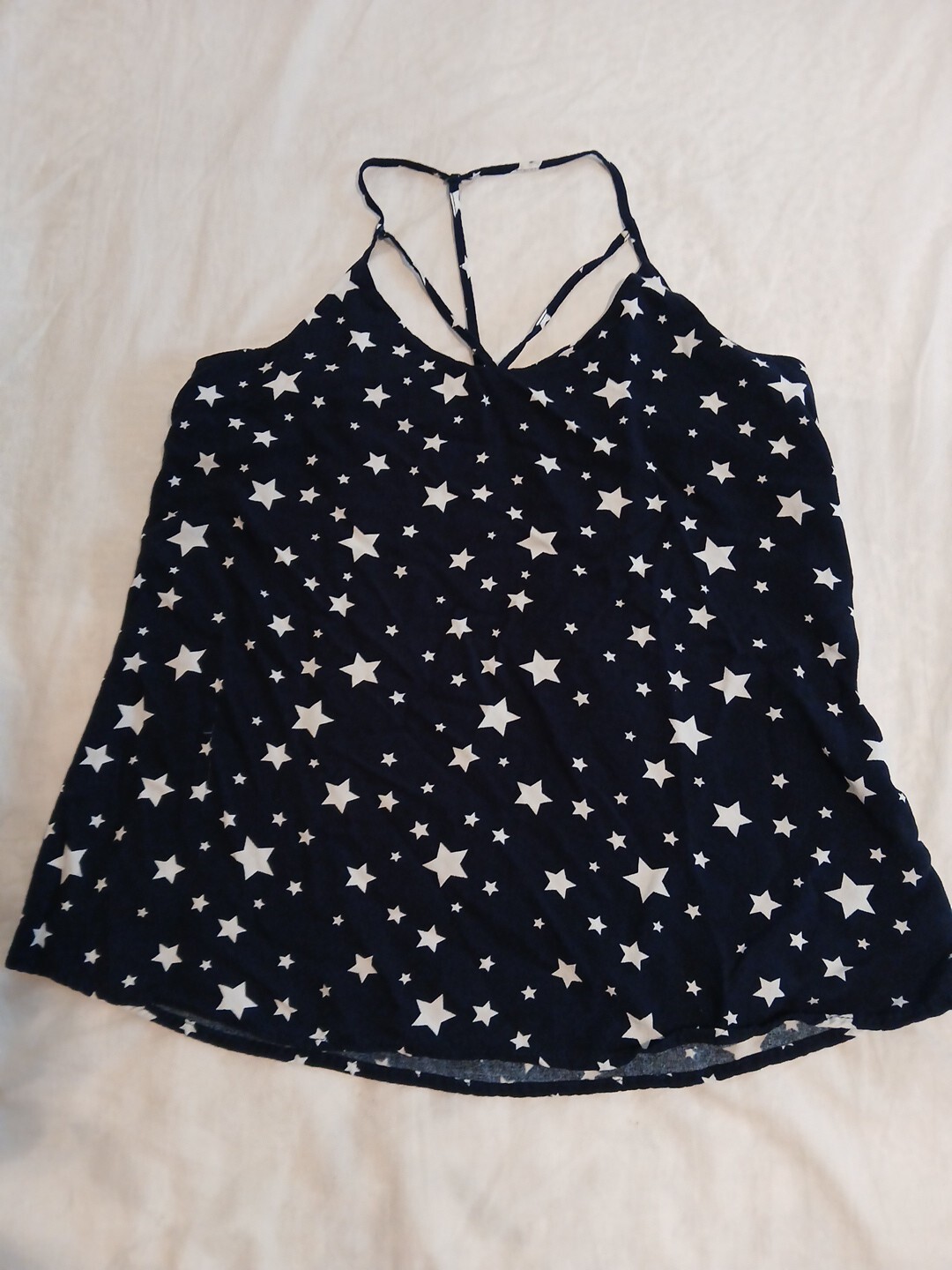 Patriotic Navy Blue Tank Women Junior Adjustable Sholder Stripes S Top Christ