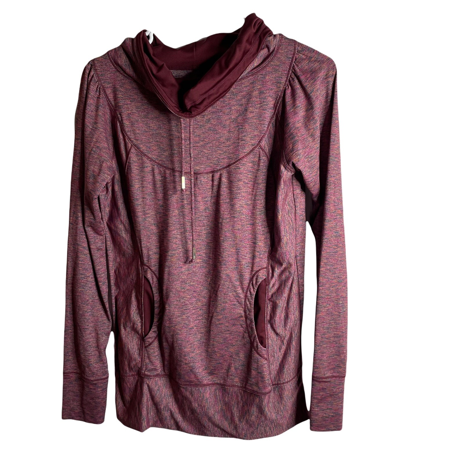 prAna Ember Cowl Funnel Neck Pullover Shirt Women’s S Raisin Pockets