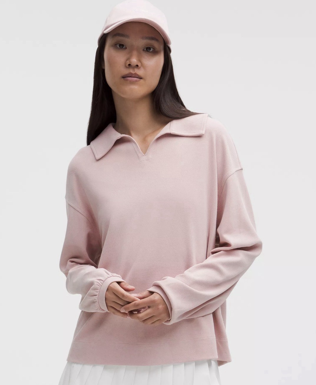 Lululemon Softstreme Pique Oversized LS Polo Shirt Pink Medium NEW W/ TAGS