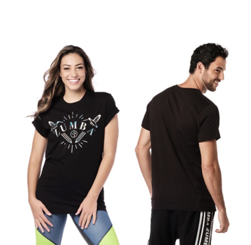 Zumba Future Tee Adult Extra Small/ Small – Bold Black Unisex