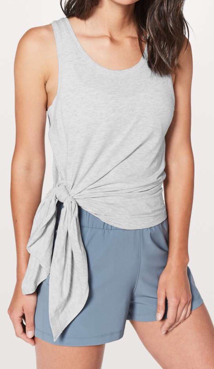 Lululemon To The Point Tank Heathered Core Ultra Light Grey Pima Top Size 10