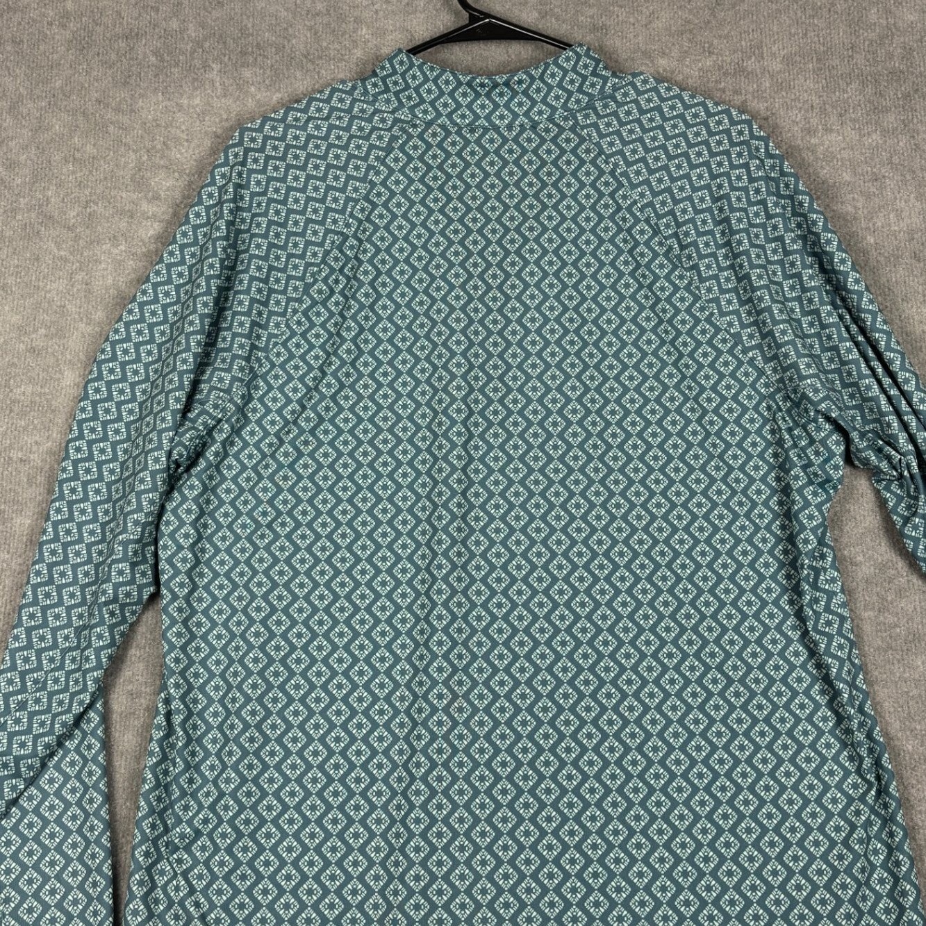 L.L.Bean 1/4 Zip Active Pullover Geometric Diamond Print XL Teal