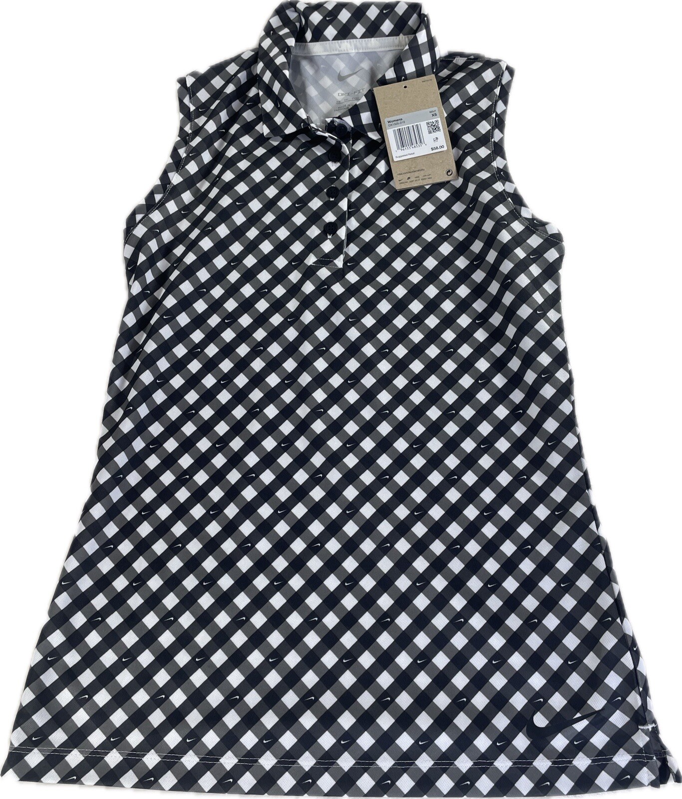Nike Dri-fit Victory Golf Polo Tank Top Black White Womens Size XS DX1505-010