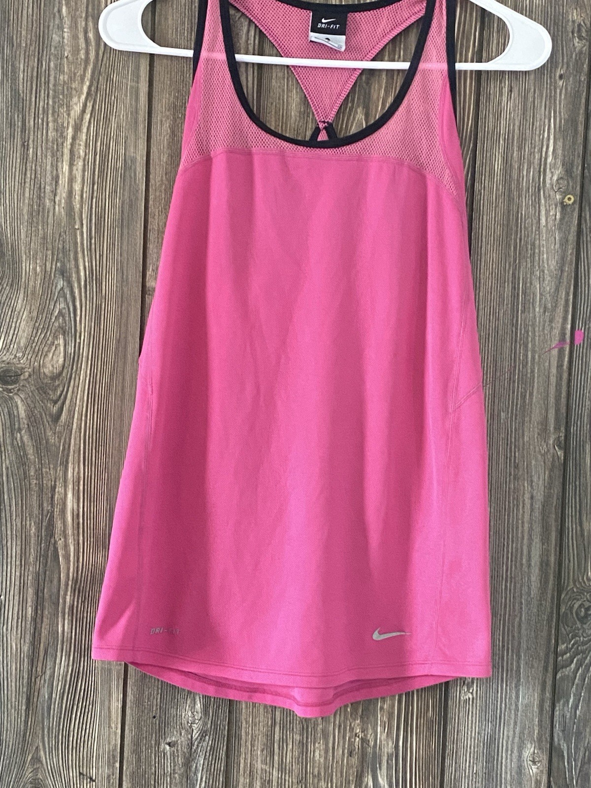 Nike Dri-FIT Women’s Pink Mesh Racerback Tank Scoop Neck Breathable Regular S