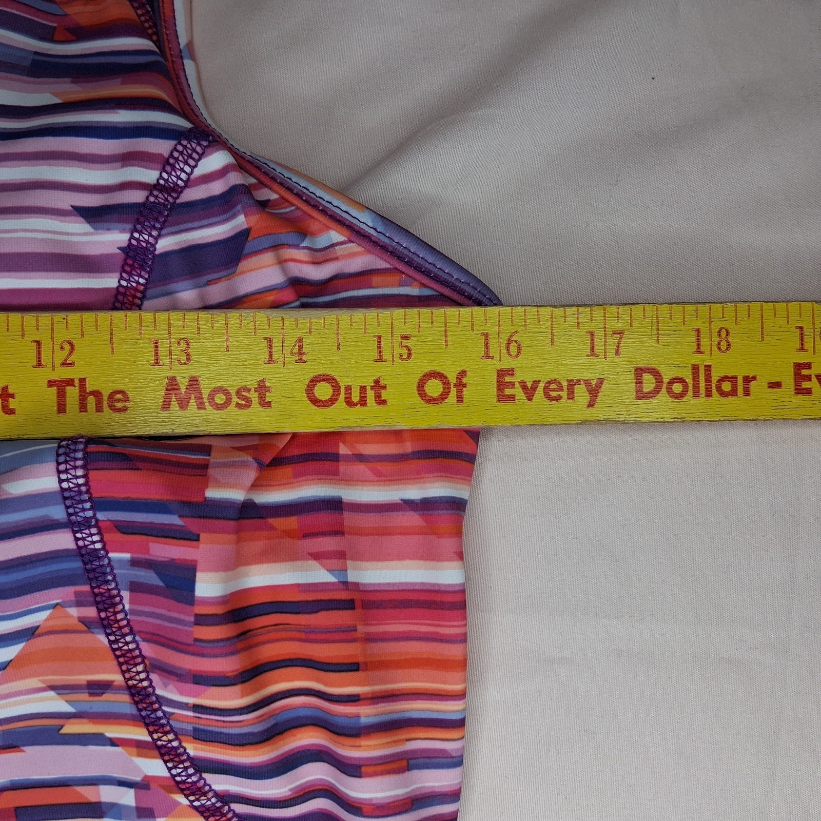 Xersion Fitted Built In Bra Racerback Striped Colorful Geometric Tank Top Medium