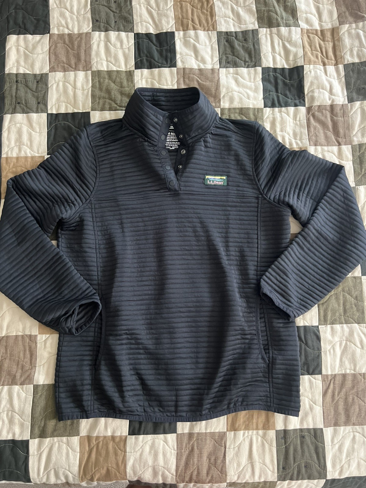 LL Bean Top Womens medium Airlight Knit Pullover Lightweight Snap Sweater Jacket