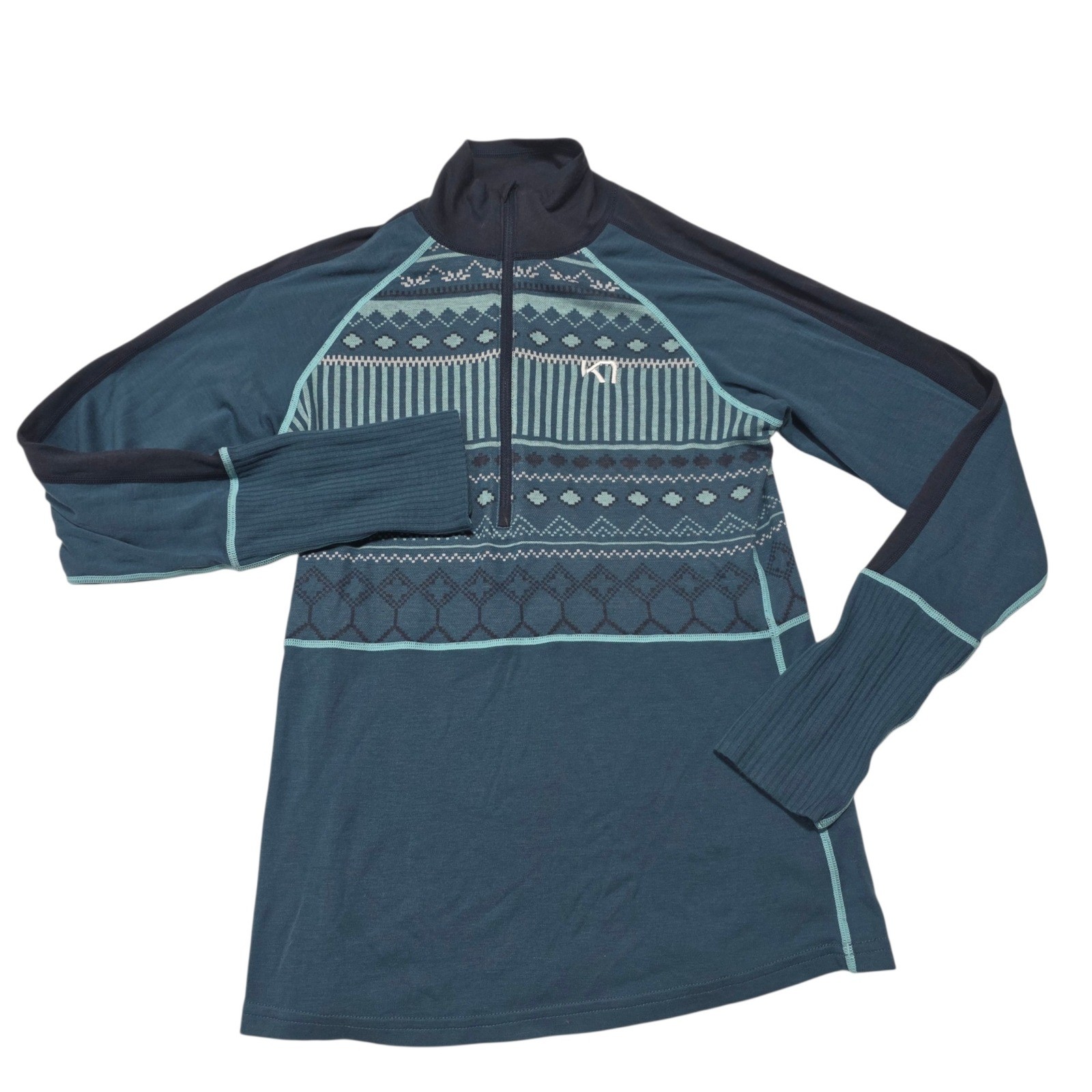 Kari Traa Smekker Half-Zip Women M Blue Nordic Baselayer Wool Blend 622702