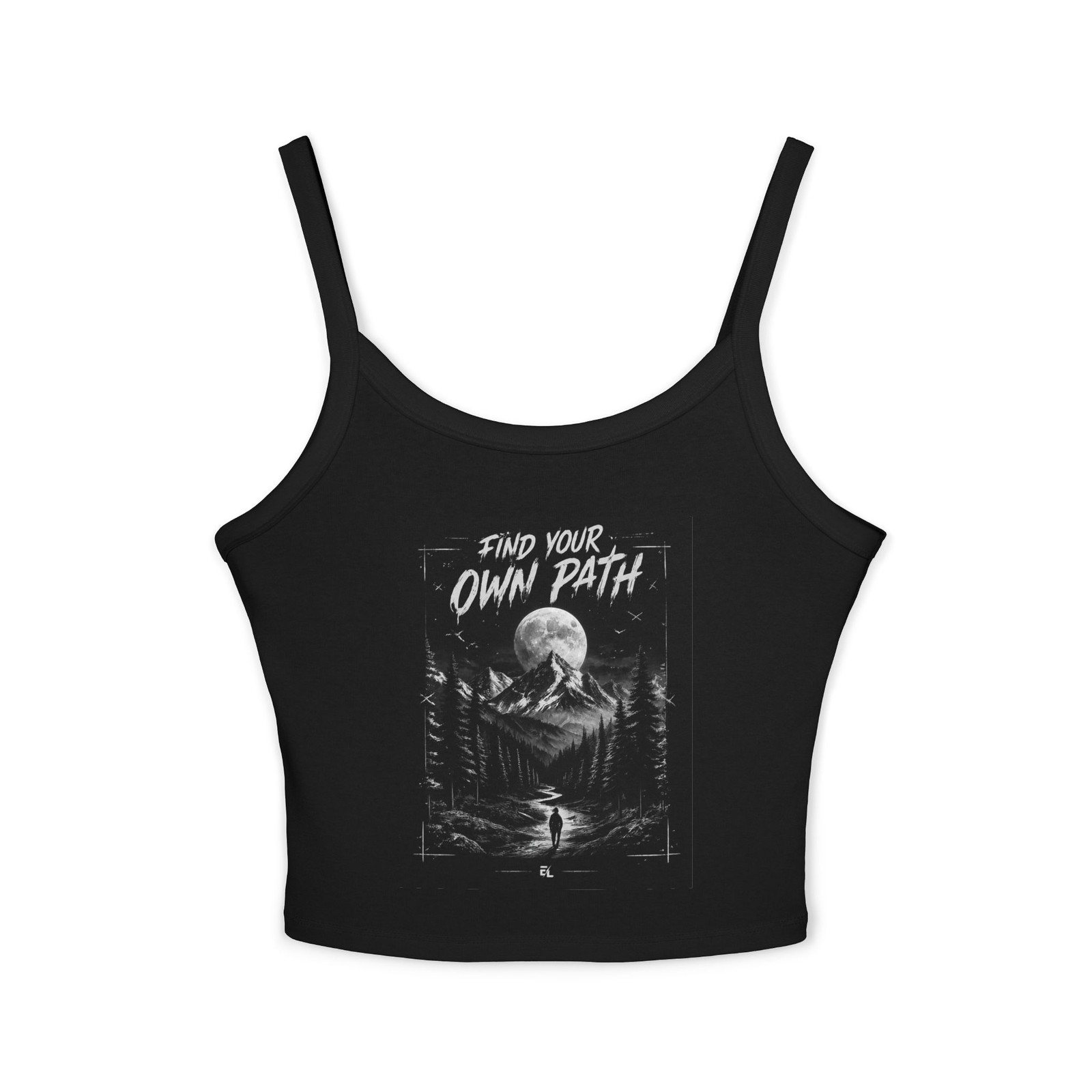 Damen Spaghetti Träger Top Moon Mountain Print Gothic Streetwear ECHOLUCAS