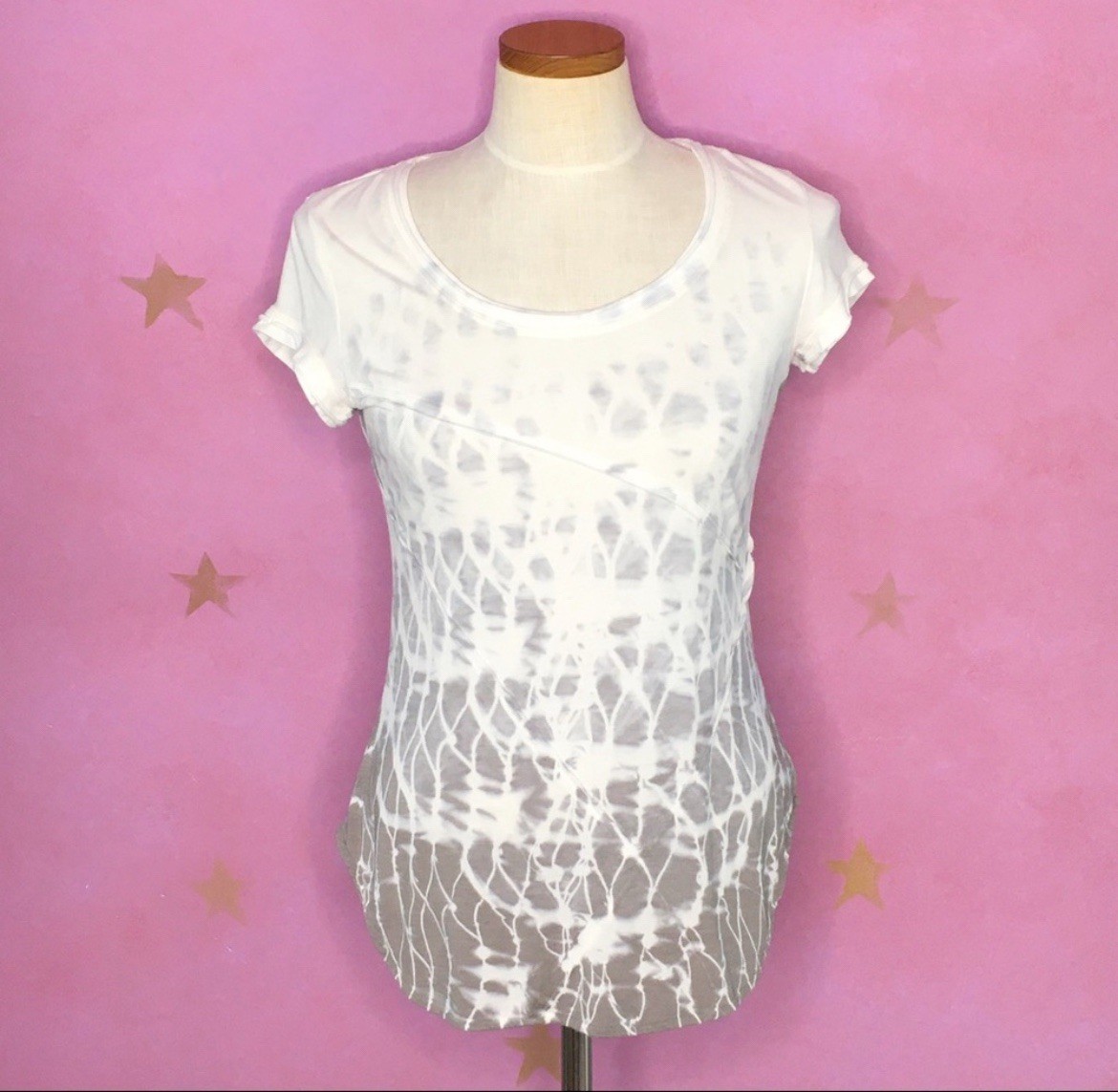 Halcyon Tie Dye Yoga Athletic Top Small Gray White