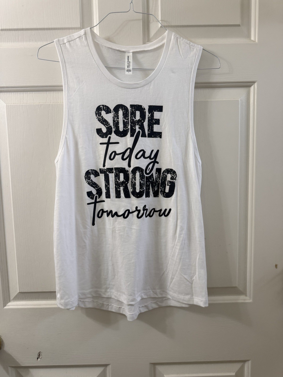 Bella + Canvas Women’s Tank Top L White Cotton Lightweight Graphic Print
