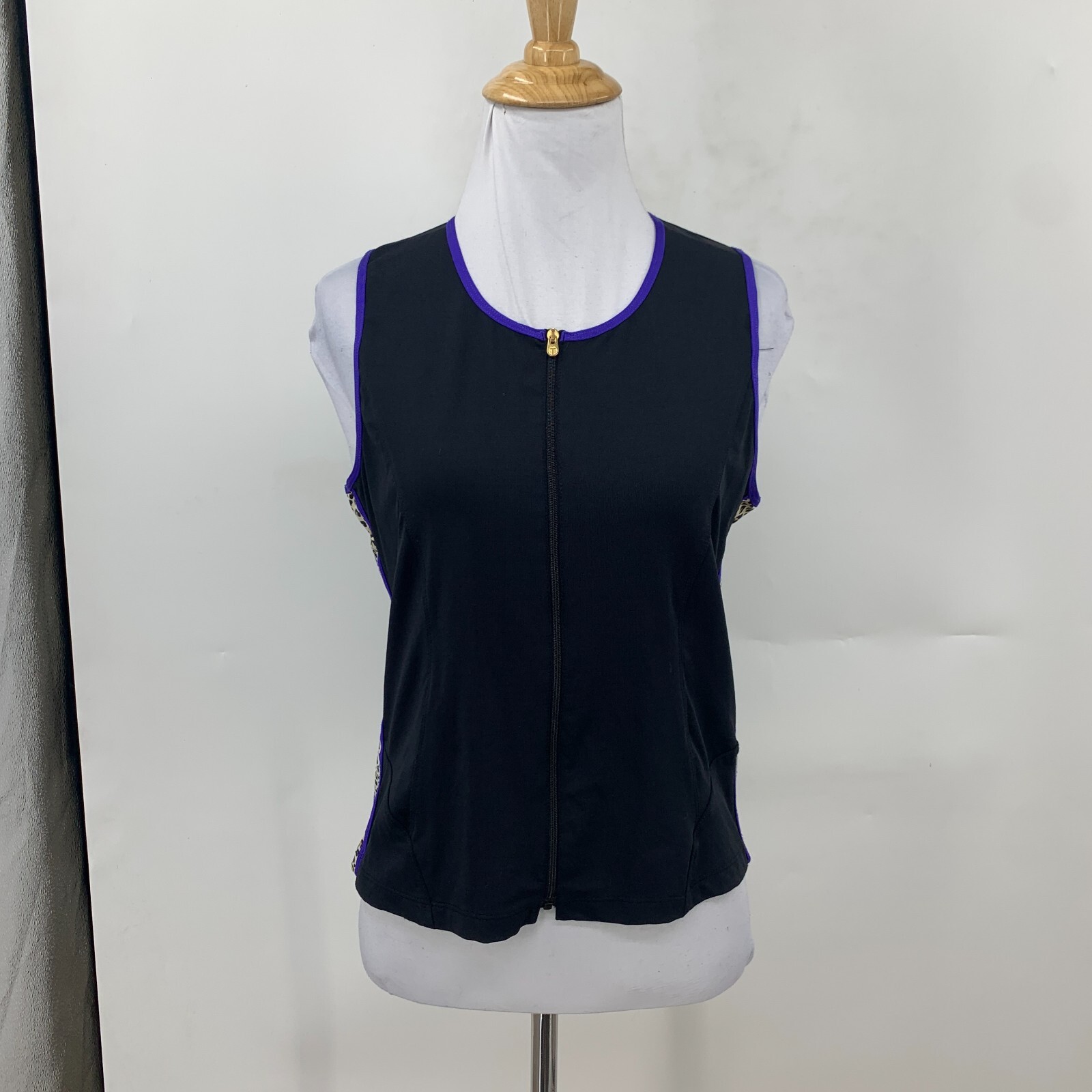 Tail Tech Performance Athletic Top Womens S Cheetah Sides Full Zip Sleeveless