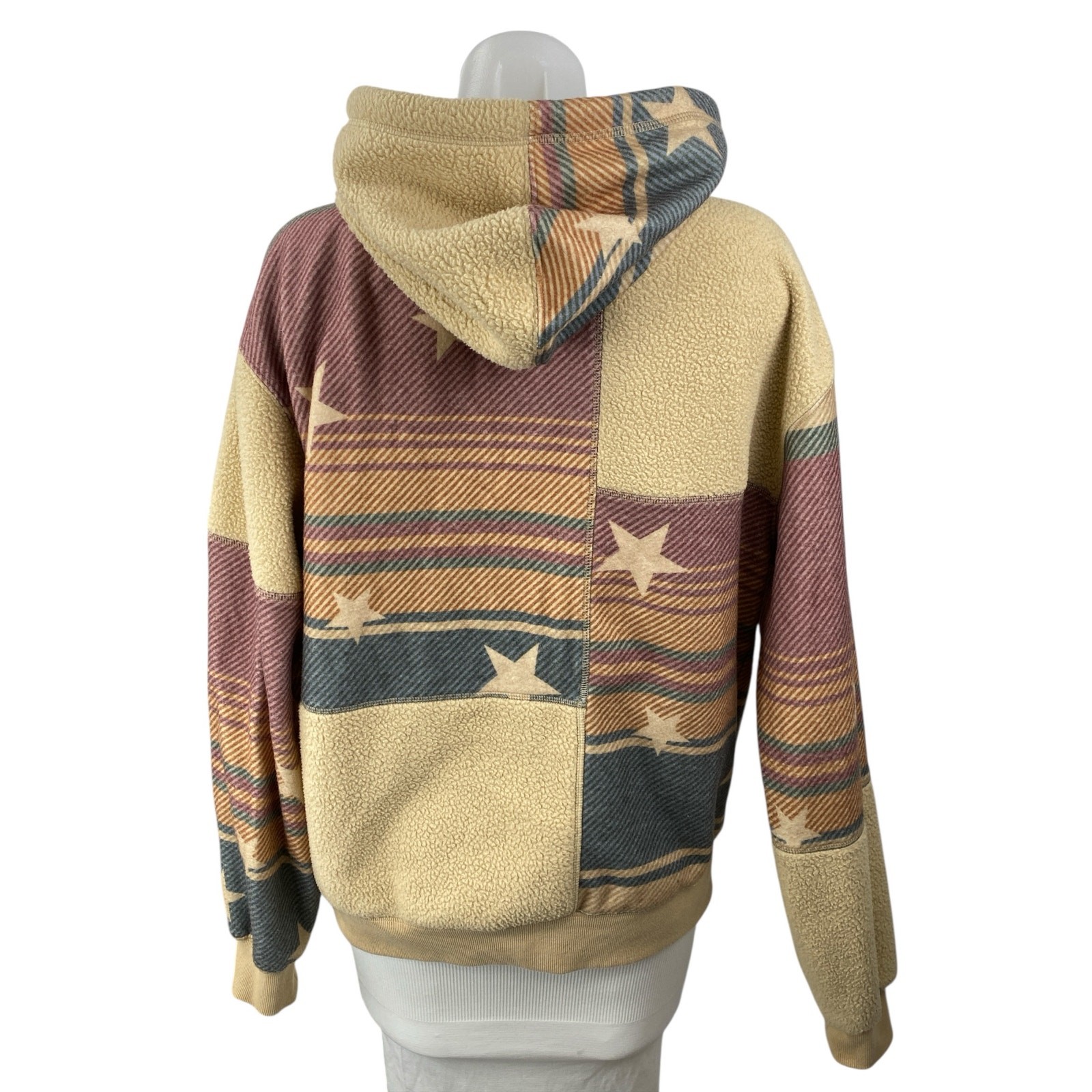 Urban Outfitters BDG Hunter Patchwork Faux Fur Athletic Hoodie Sweatshirt Top XS