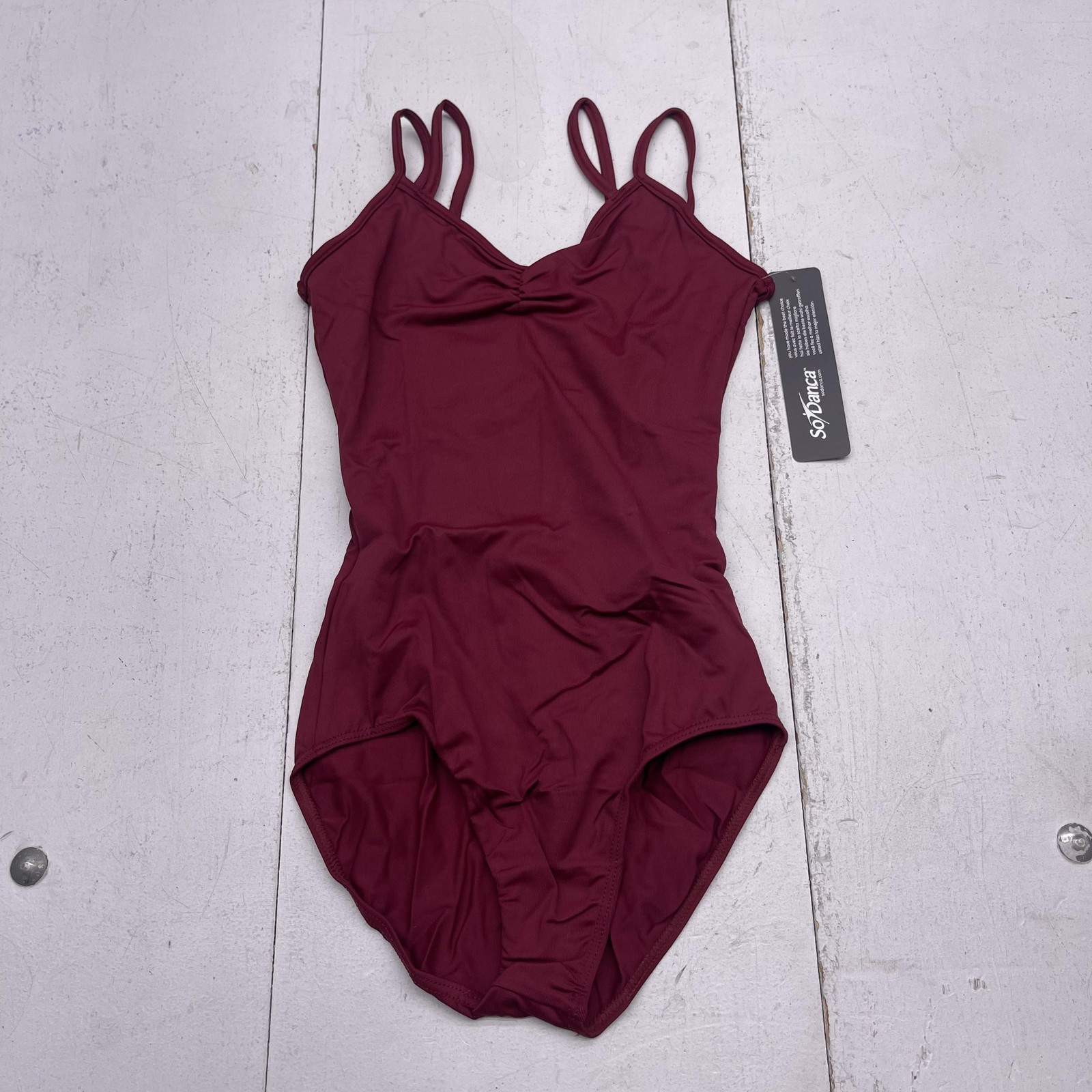So Danca Leotard Womens Small Burgundy Double Strap Mesh Back Ballet Dance BY27