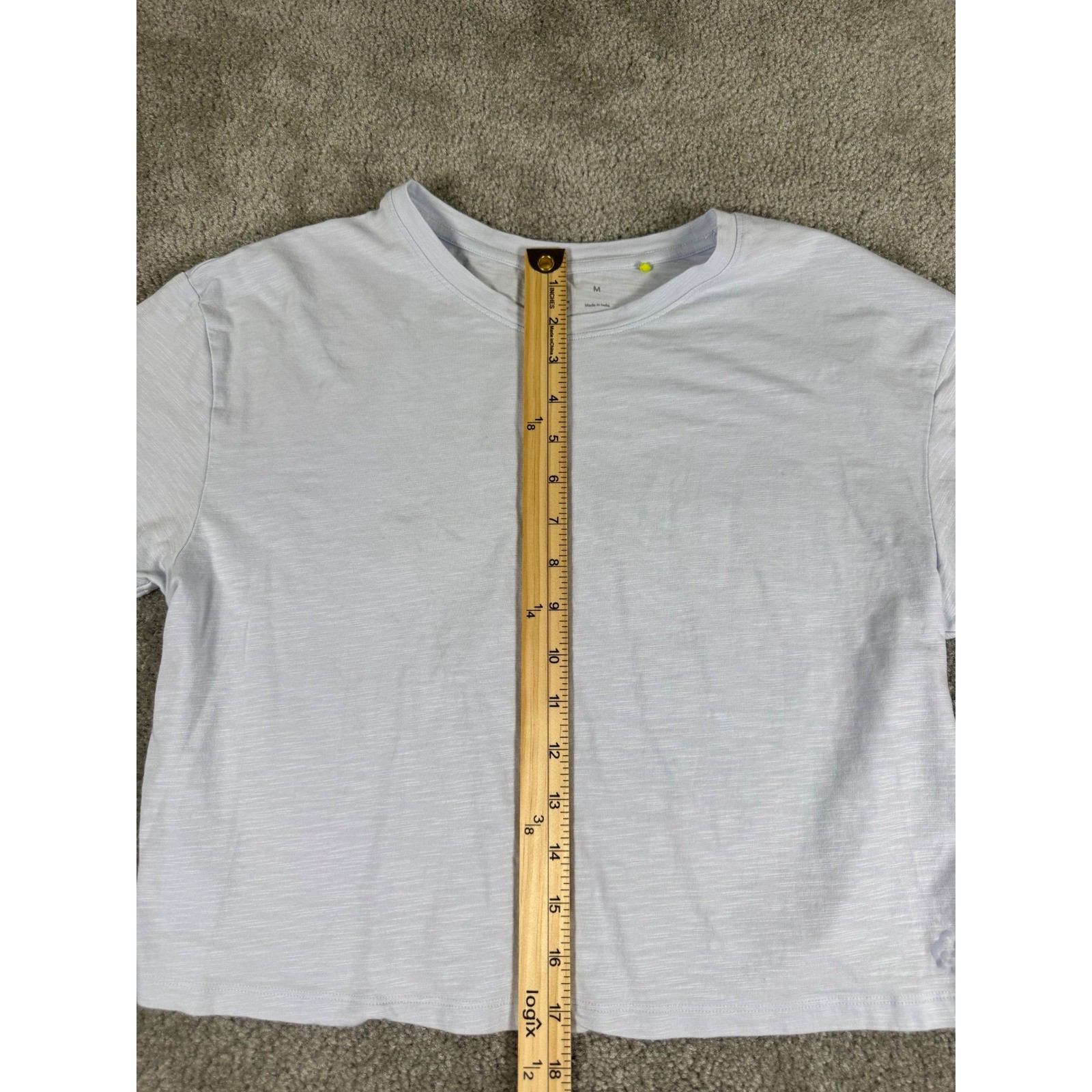 Tasc Performance Womens Medium Light Blue Slub Knit Cropped T-Shirt Activewear