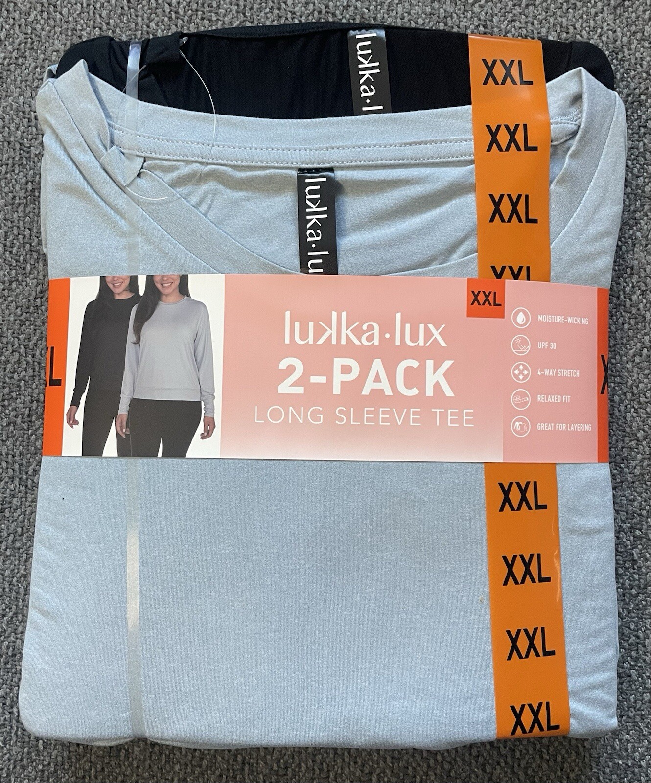 Lukka Lux Ladies XXL Long Sleeve Active Top 2-pack Blue & Black NWT