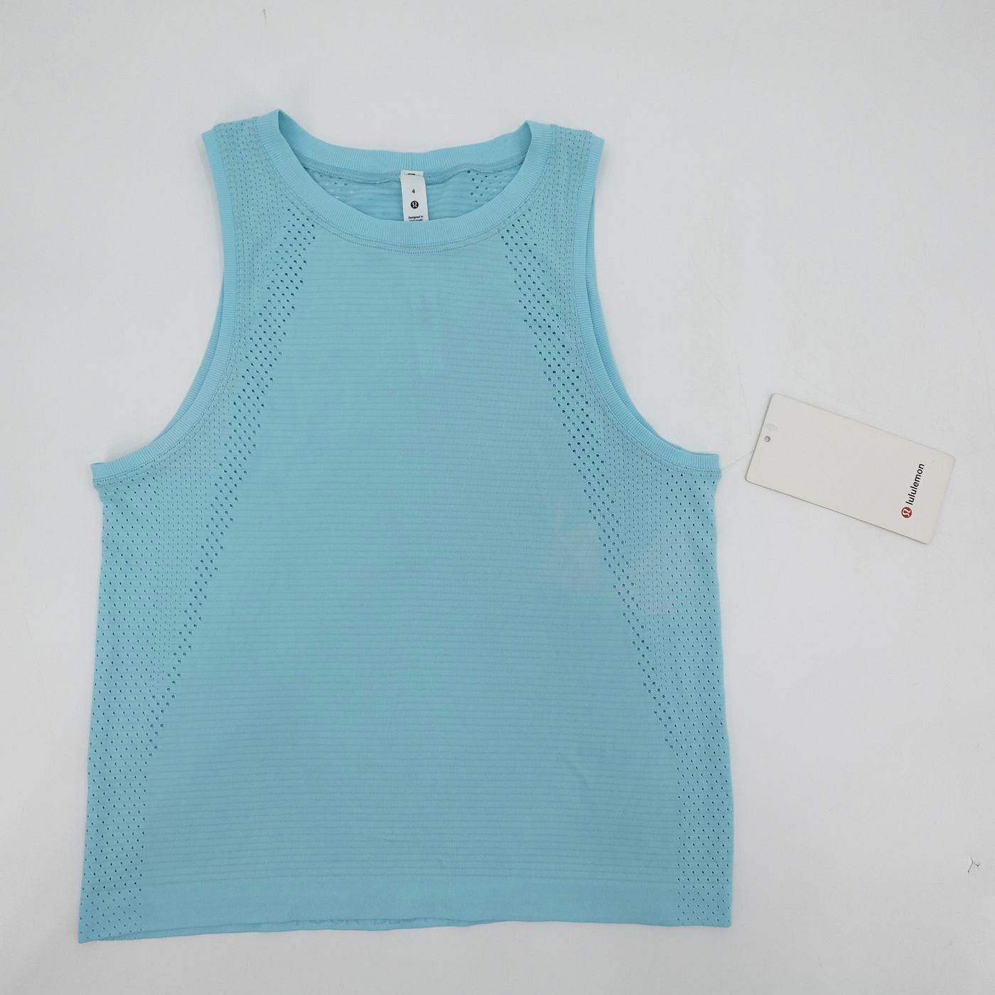 New Lululemon Train to Be Tank Womens 4 Blue Sleeveless Seamless Stretch