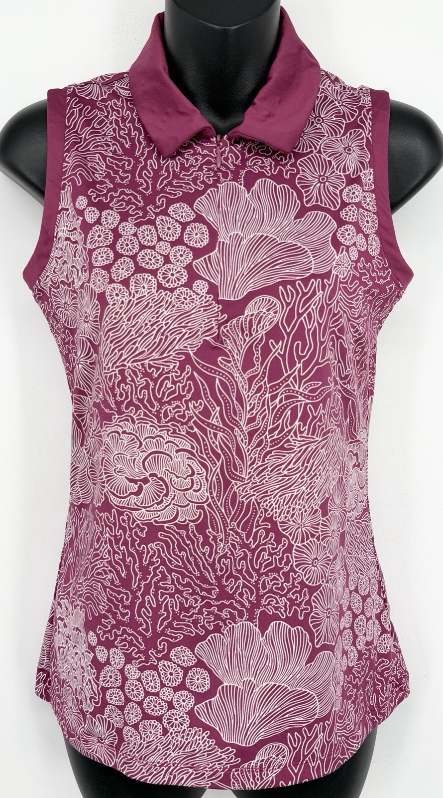 Tommy Bahama Womens Golf Tennis Purple Coral Polo Tank Top XS Tropical Half Zip