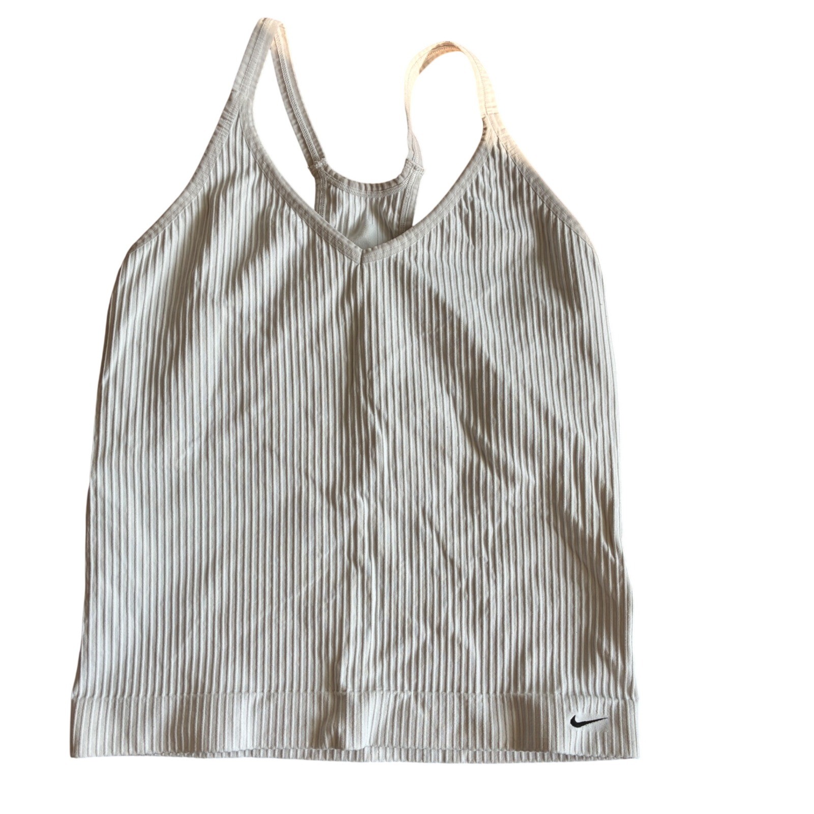 Nike Dri-FIT seamless crop tank vertical rib knit & built-in padded bra Size M/L
