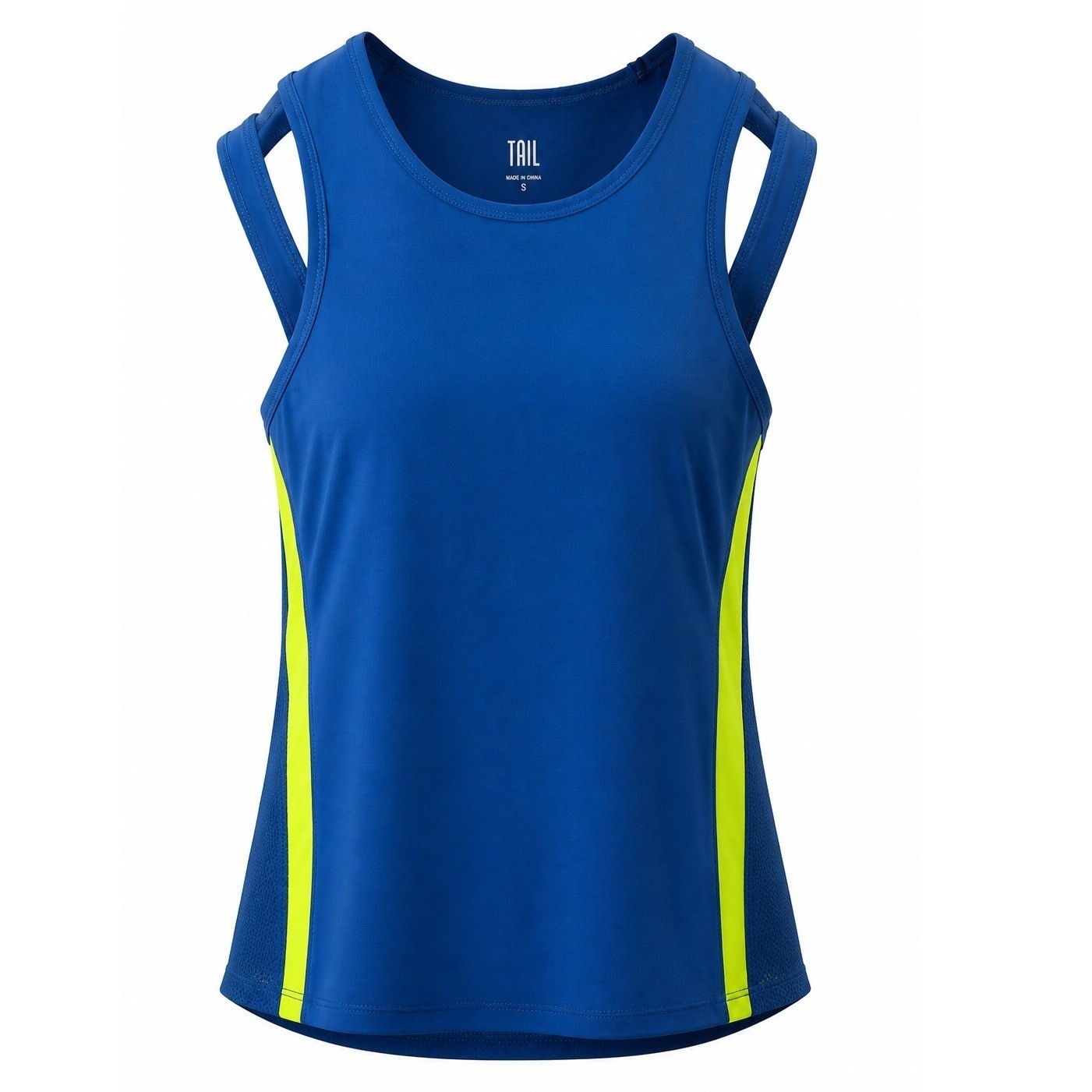 Tail Tank Top Womens L Activewear Multi-Strap Blue Yellow Solid Athletic TC2478