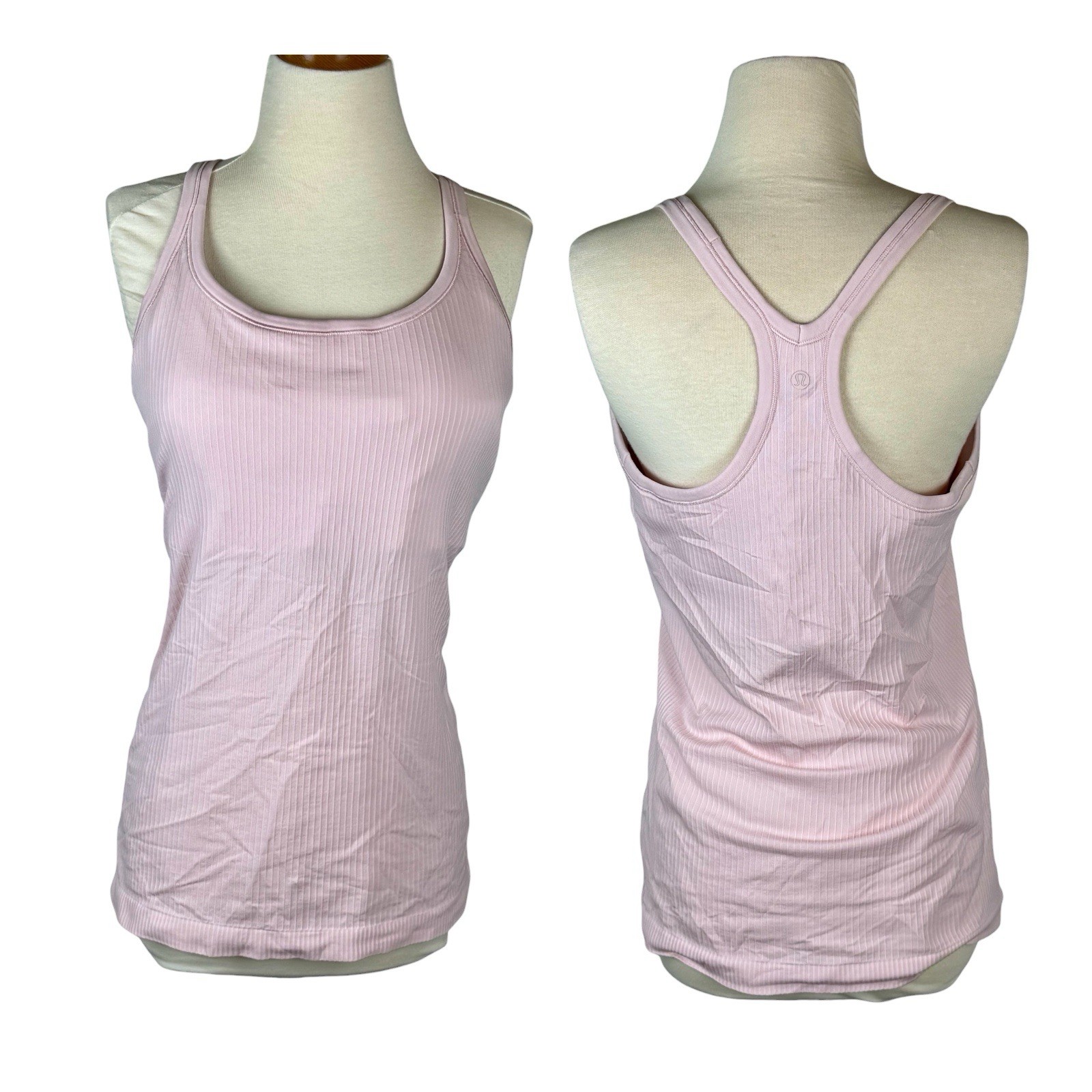 Lululemon Tank Top Ebb To Street Ribbed Racerback Built In Bra Womens 12 Pink