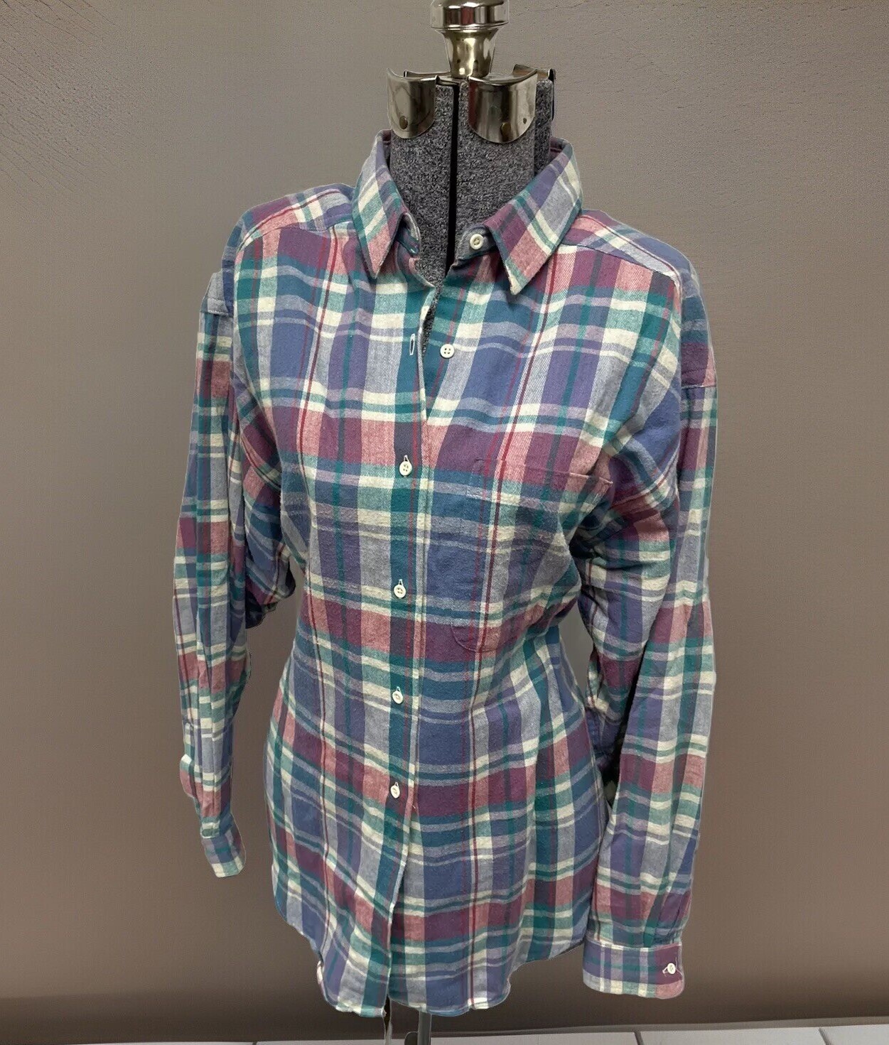 EDDIE BAUER Top Size L Made In USA Shirt Vintage 90’s Y2K Plaid Hiking Seattle