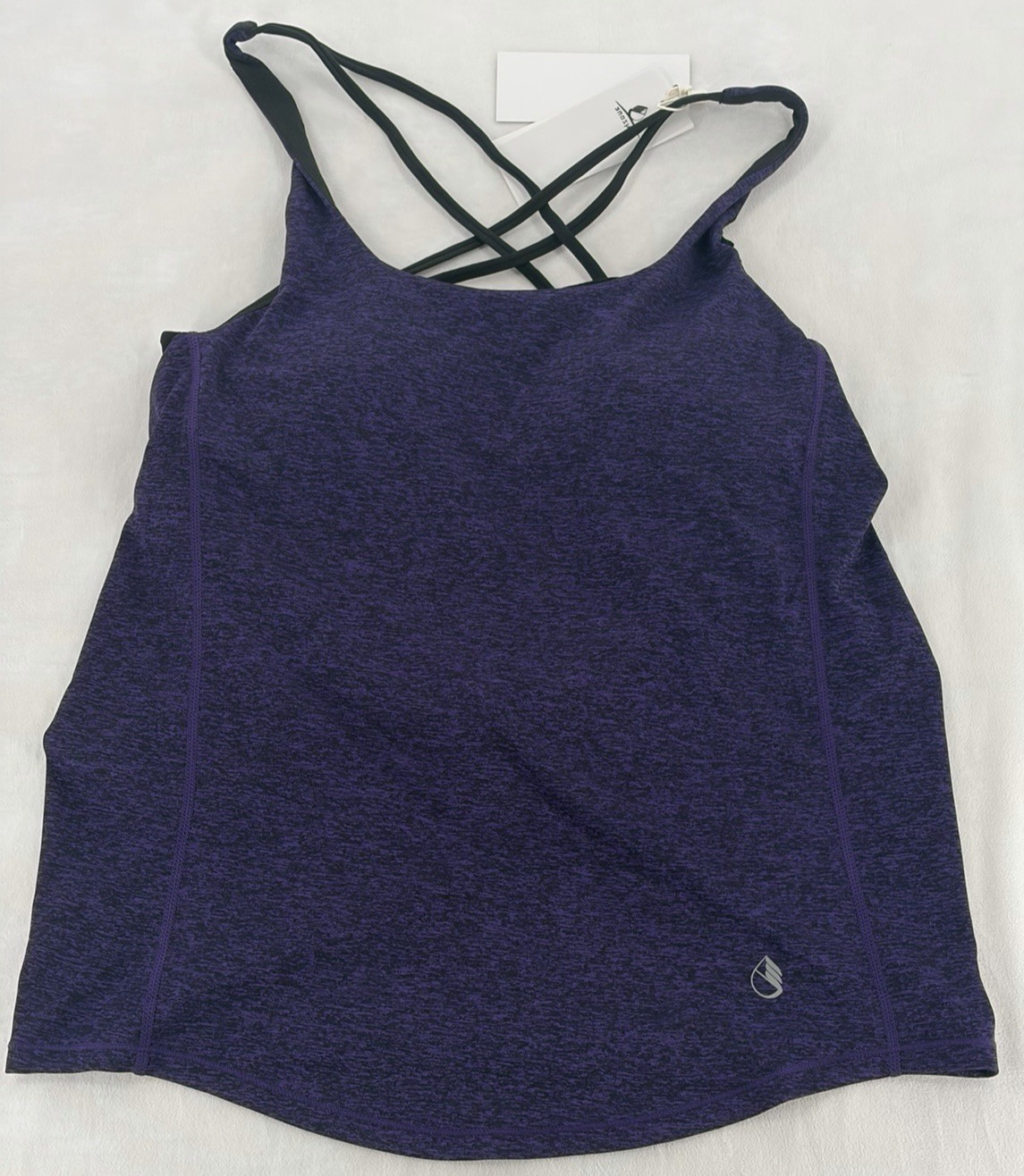 Icyzone Women’s Tank Tops Athletic Yoga Open Back Strappy Built in Bra Purple L
