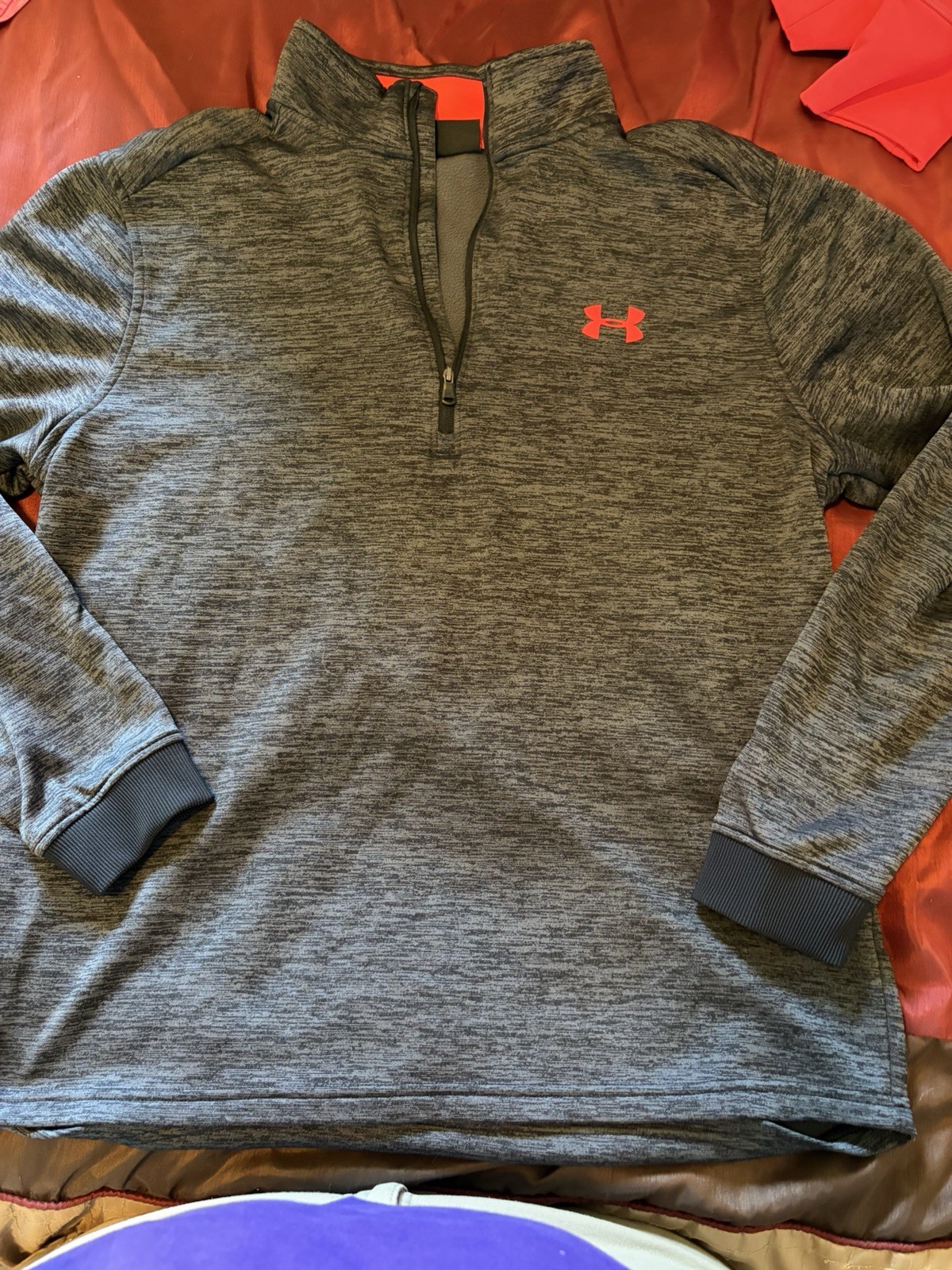 Under Armour ColdGear 1/4 Zip Pullover Women’s LG Gray Fleece Lined Sweatshirt
