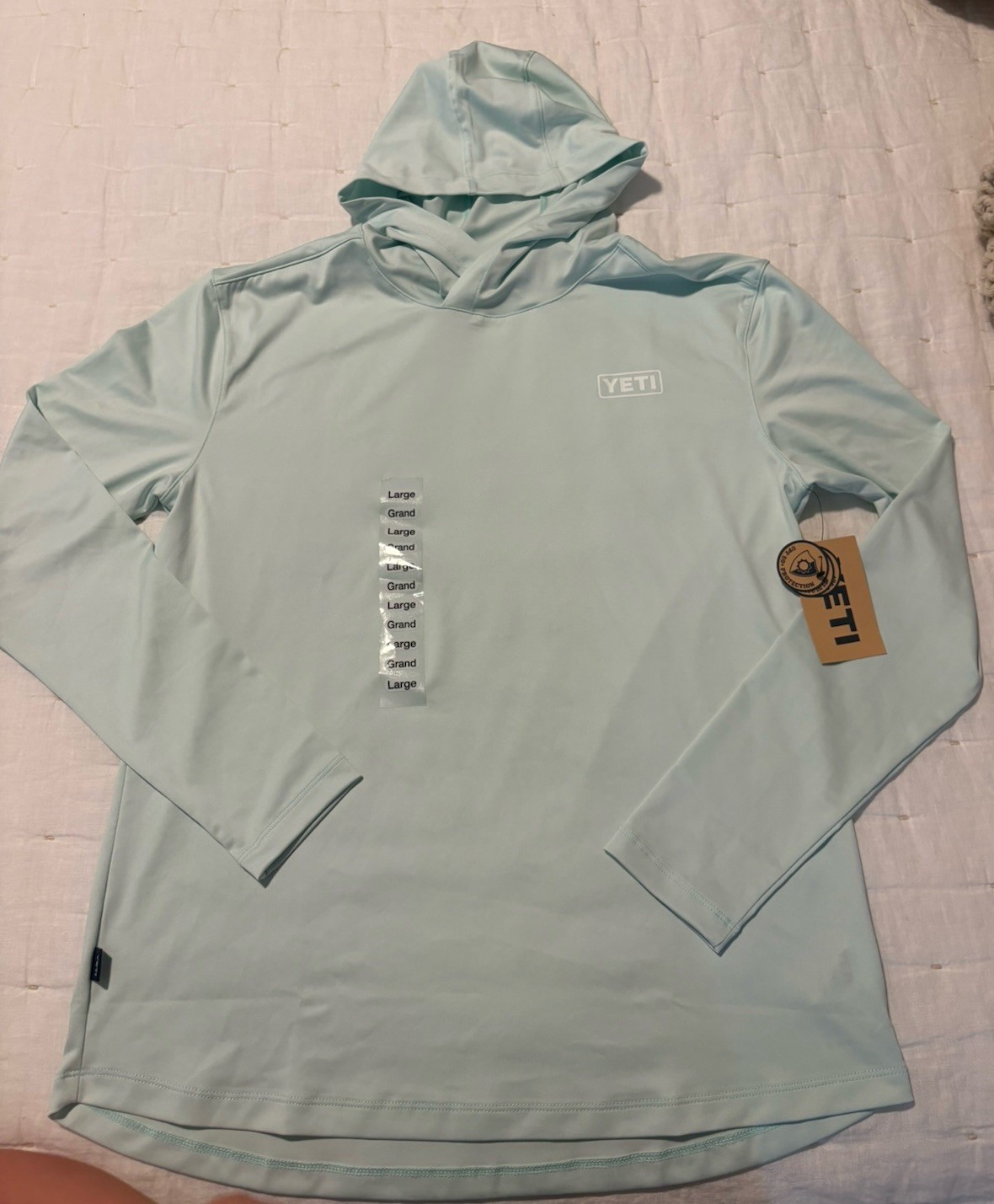 YETI Womens Sunshirt Hoodie UPF 50+ Long Sleeve Pullover Blue Polyester L, NWT!