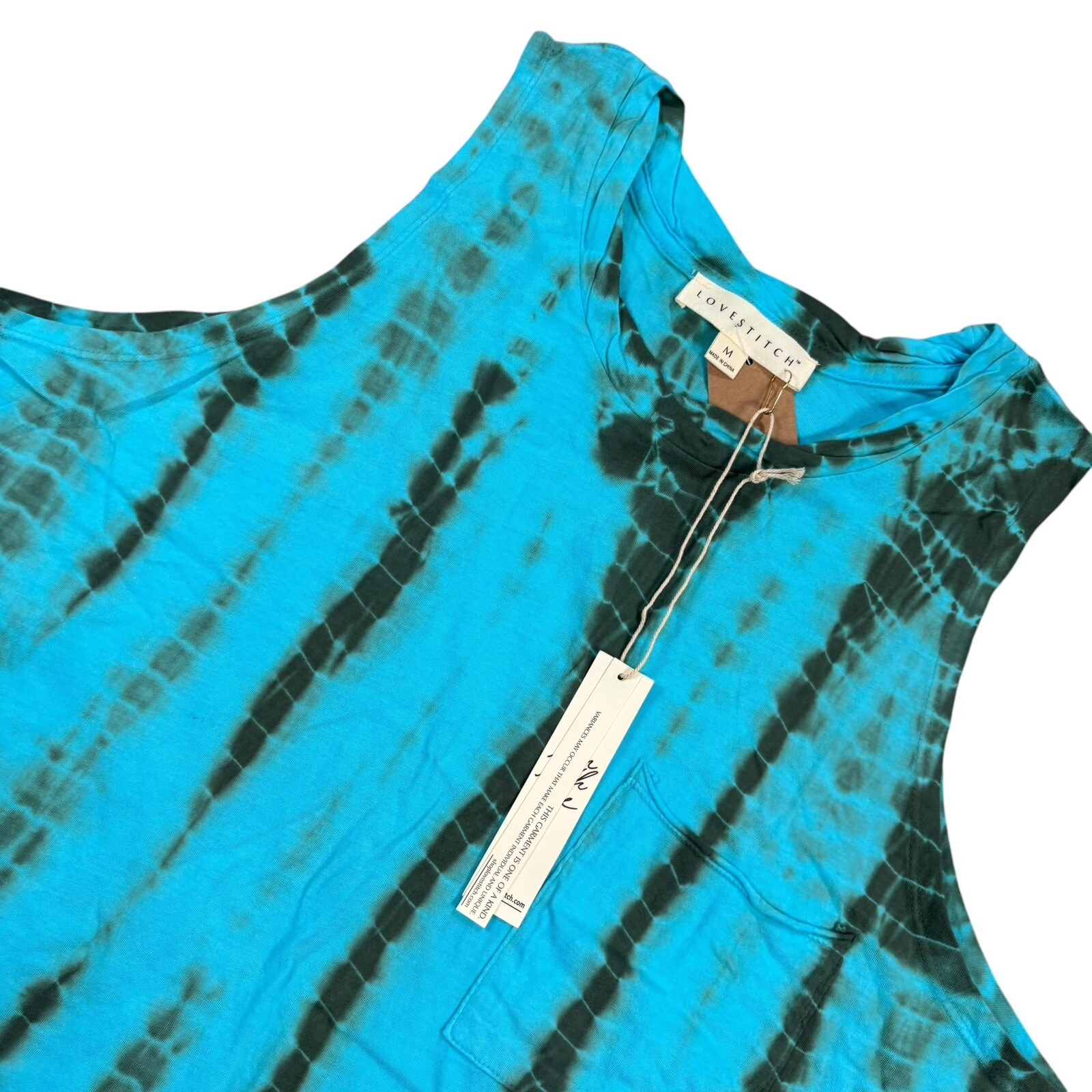 NWT LoveStitch M Crop Tank Top Tie Dye Love Muscle Blue 80s 90s Festival