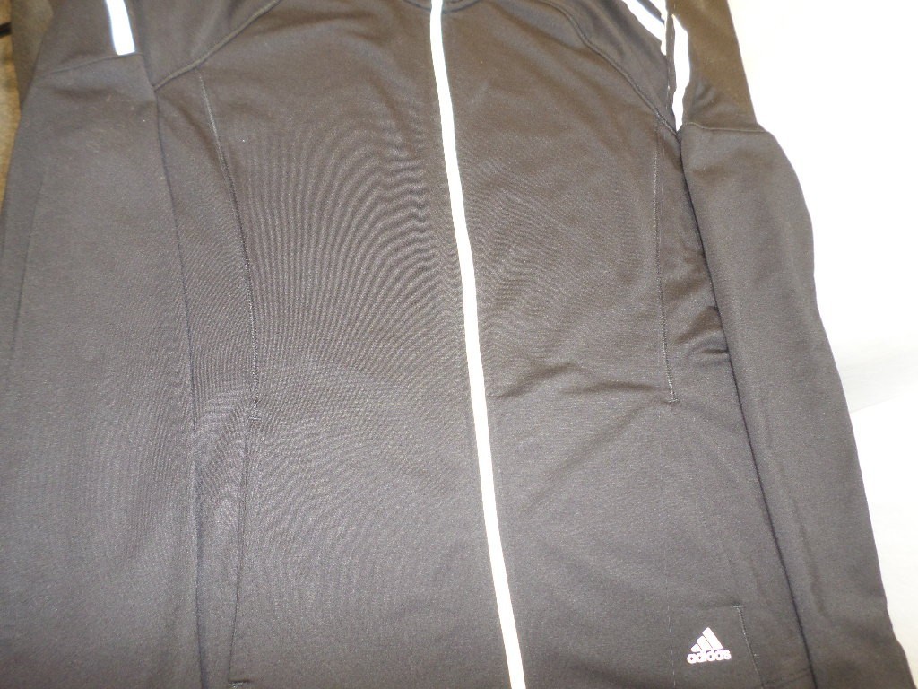 EUC DESIGNER ADIDAS POLYESTER BLEND FULL ZIP MOCKNECK BLACK & WHITE JACKET LARGE