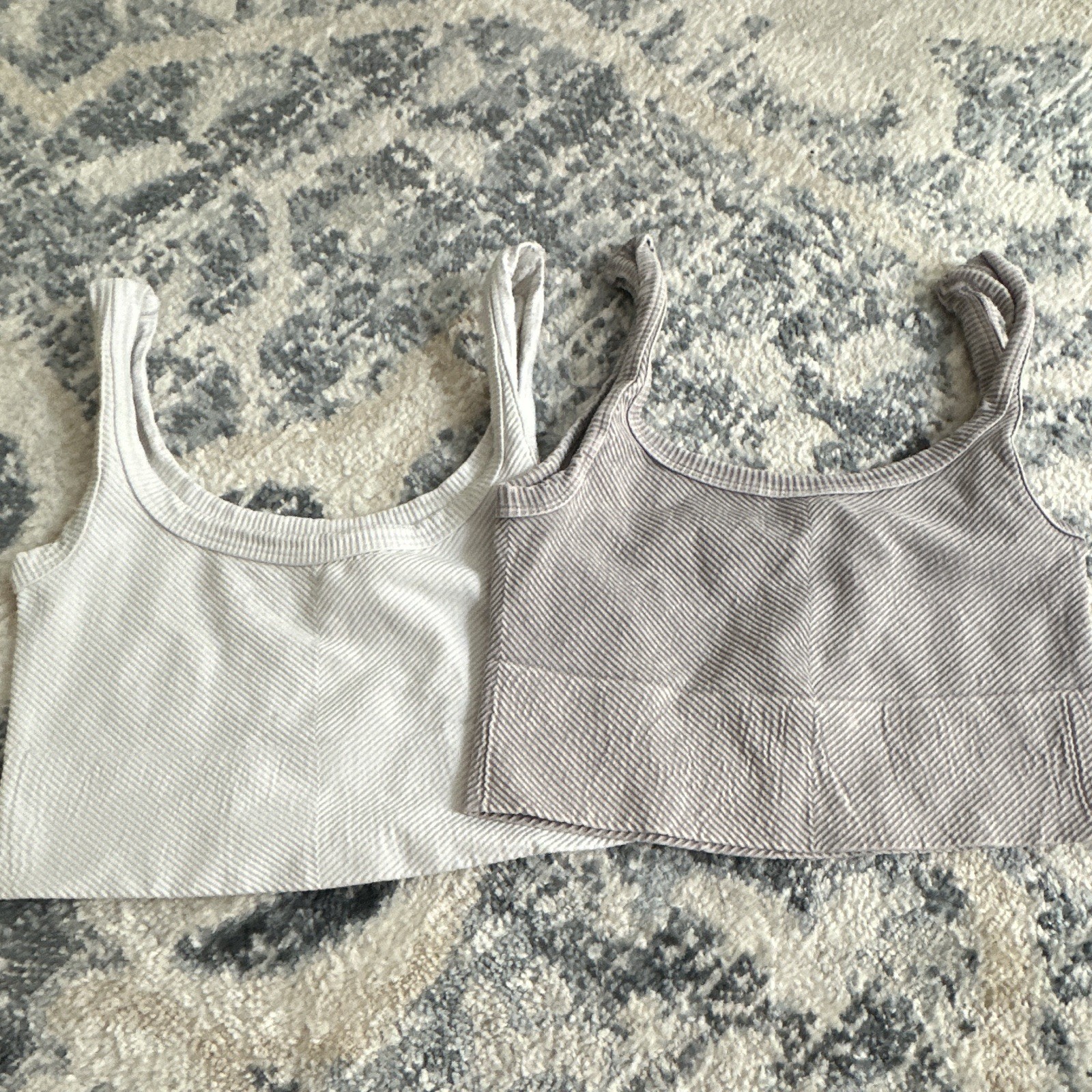 Nikibiki Set of 2 Ribbed Knit Cropped Tank Scoop Neck Wide Strap One Size