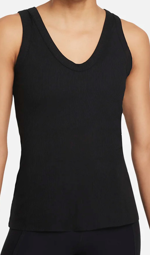 Nike Womens Ribbed Yoga Tank Top M Black Training Gym DD5545‑010