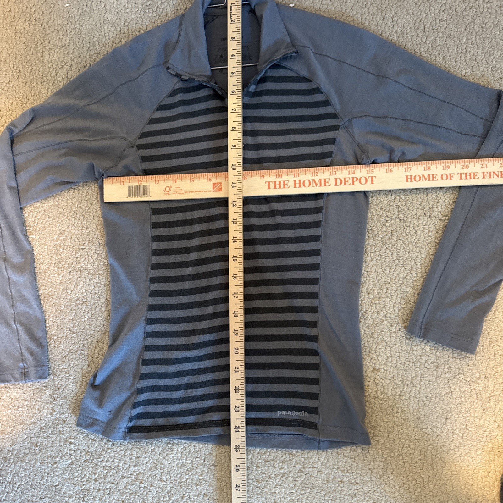 Patagonia Activewear Top Grey Quarter-Zip Merino Wool Blend Gym | Women’s XS