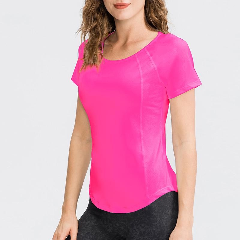 Women Yoga Top Breathable Quick Dry Short Sleeve Gym Fitness Running T Shirt