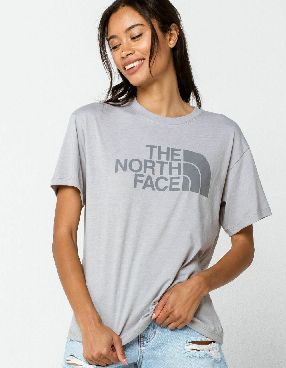 The North Face Womens XS SM MD or XL Light Gray Half Dome Logo Retro T-Shirt NEW