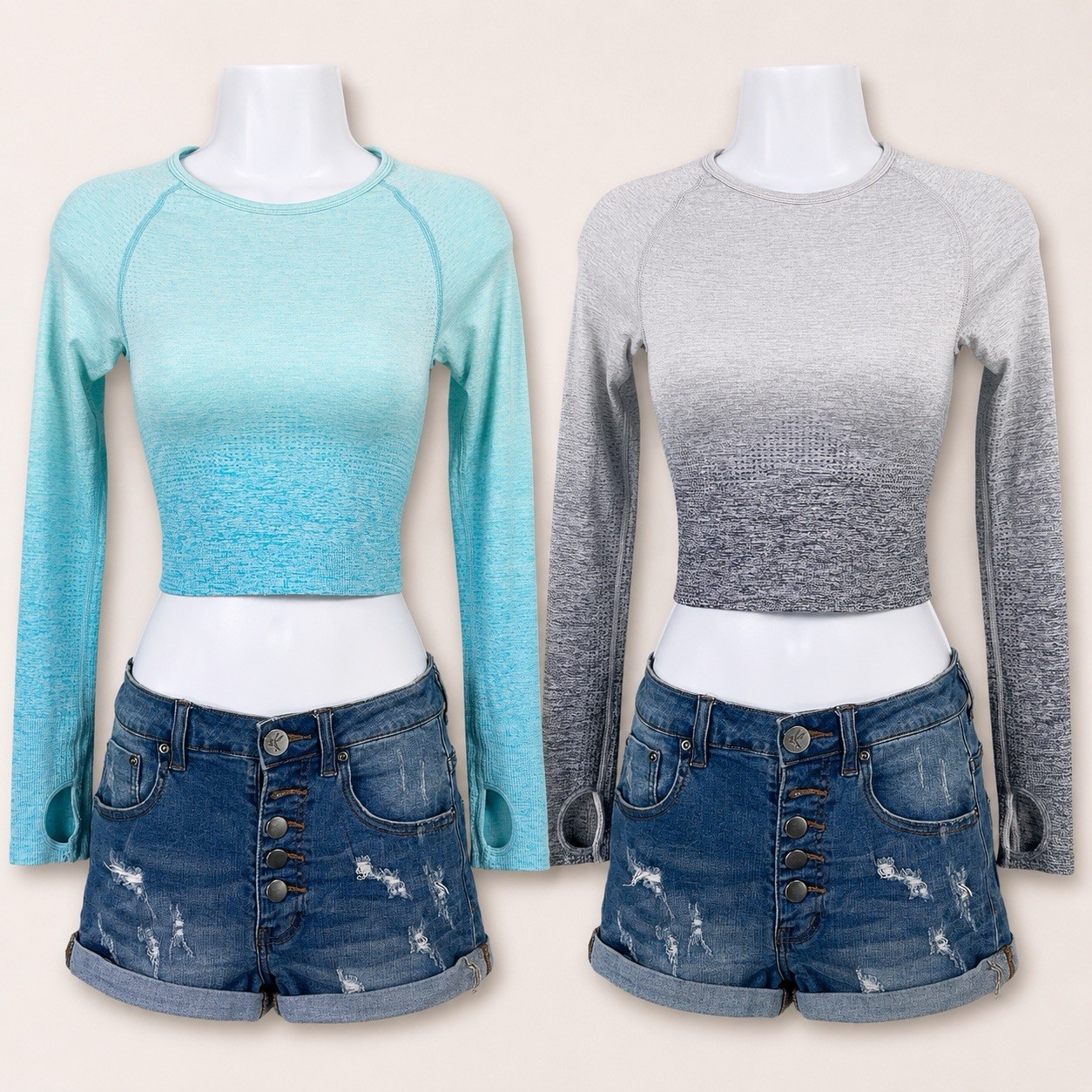 Pink Victoria’s Secret Seamless Top Bundle Of 2 Womens Size XS Blue Gray Y2K