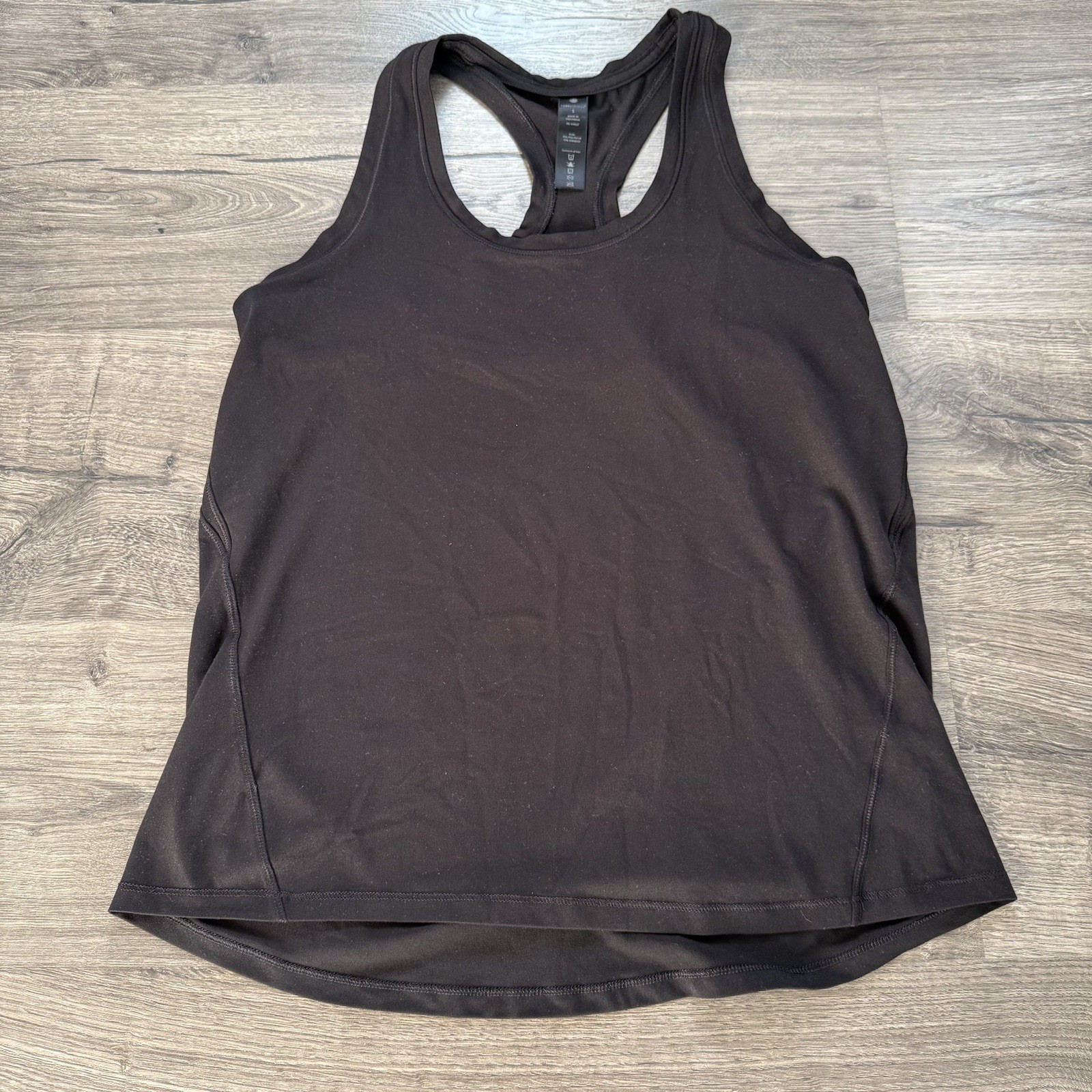 Yogalicious Solid Black Racerback Workout Tank Top Size Small Women