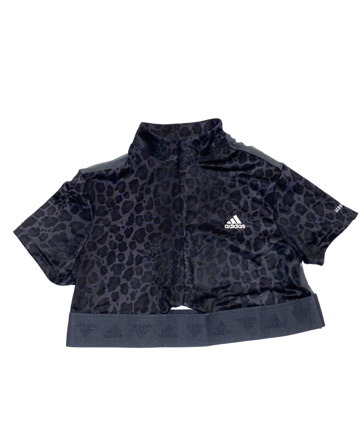 Adidas animal print black crop top Sz large