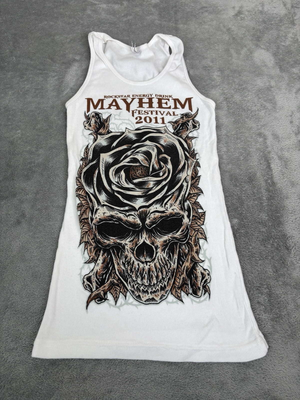 Vintage Y2K Mayhem Music Festival Tank Top Women’s Size XL White