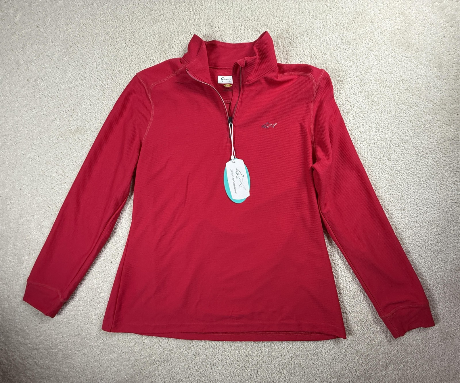 Greg Norman Shirt Womens Large Pink Mock Neck Quarter Zip Play Dry Golf Pullover