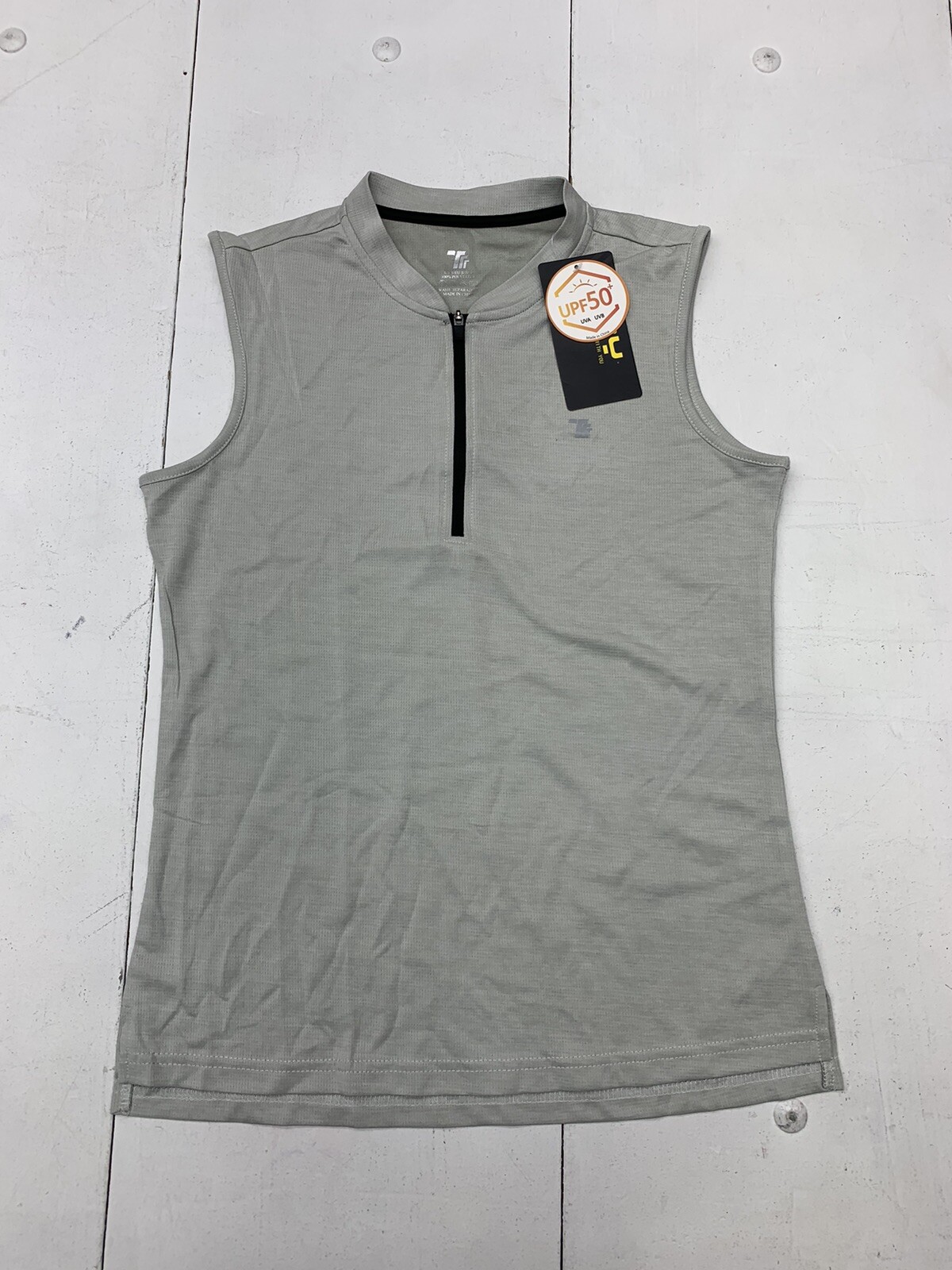 TBY Womens Grey 1/2 Zip Sun Tank Size Small